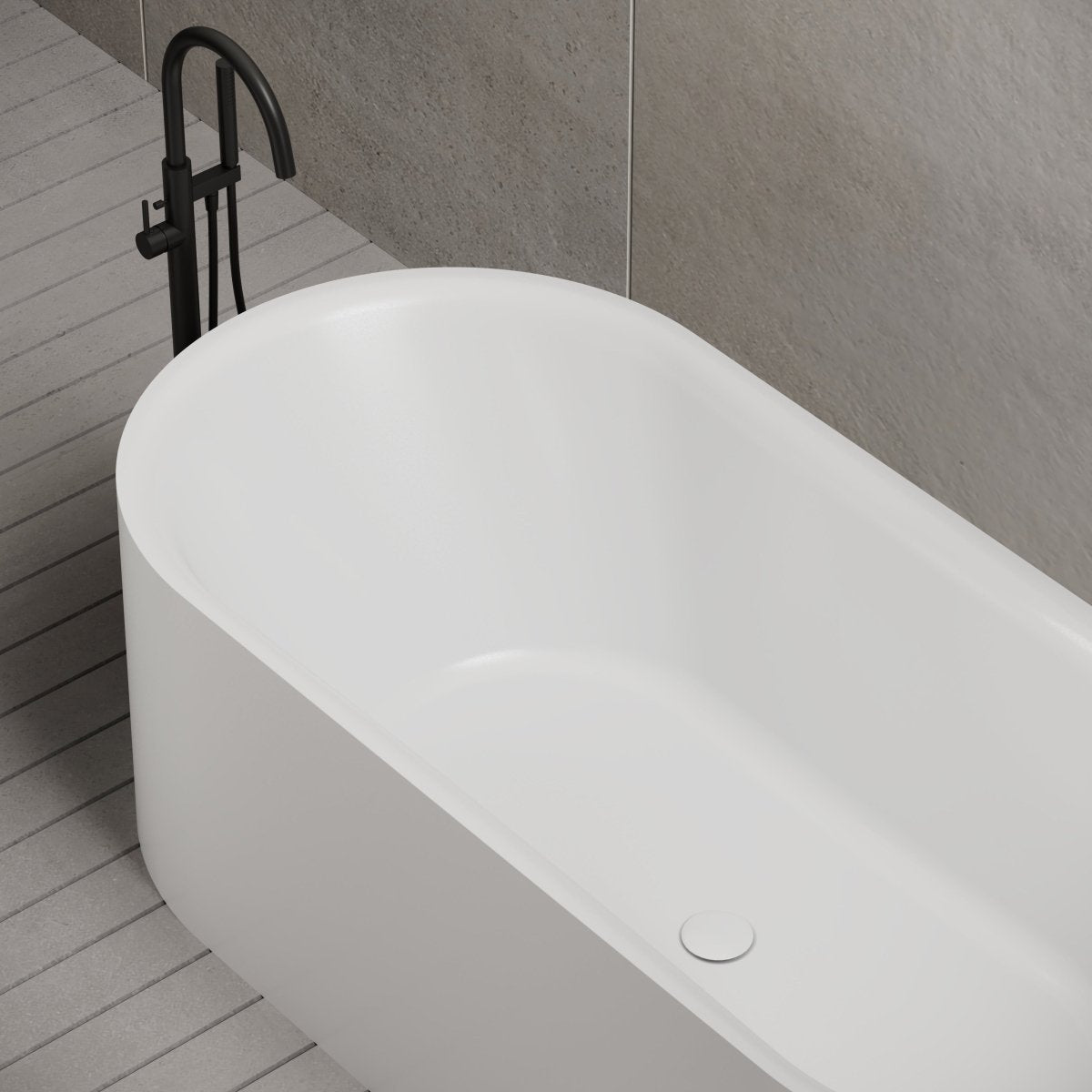 63 Inch MonBlari Arcrylic Freestanding Bathtub XA-060MW-SideTopCloseUp