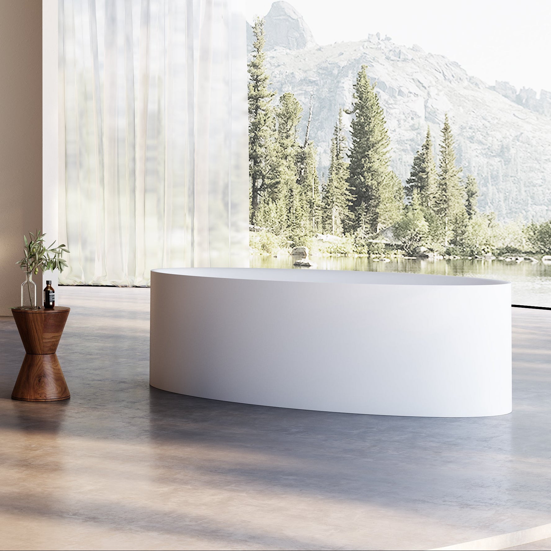 67 Inch MonBlari Acrylic Freestanding Bathtub-SideView
