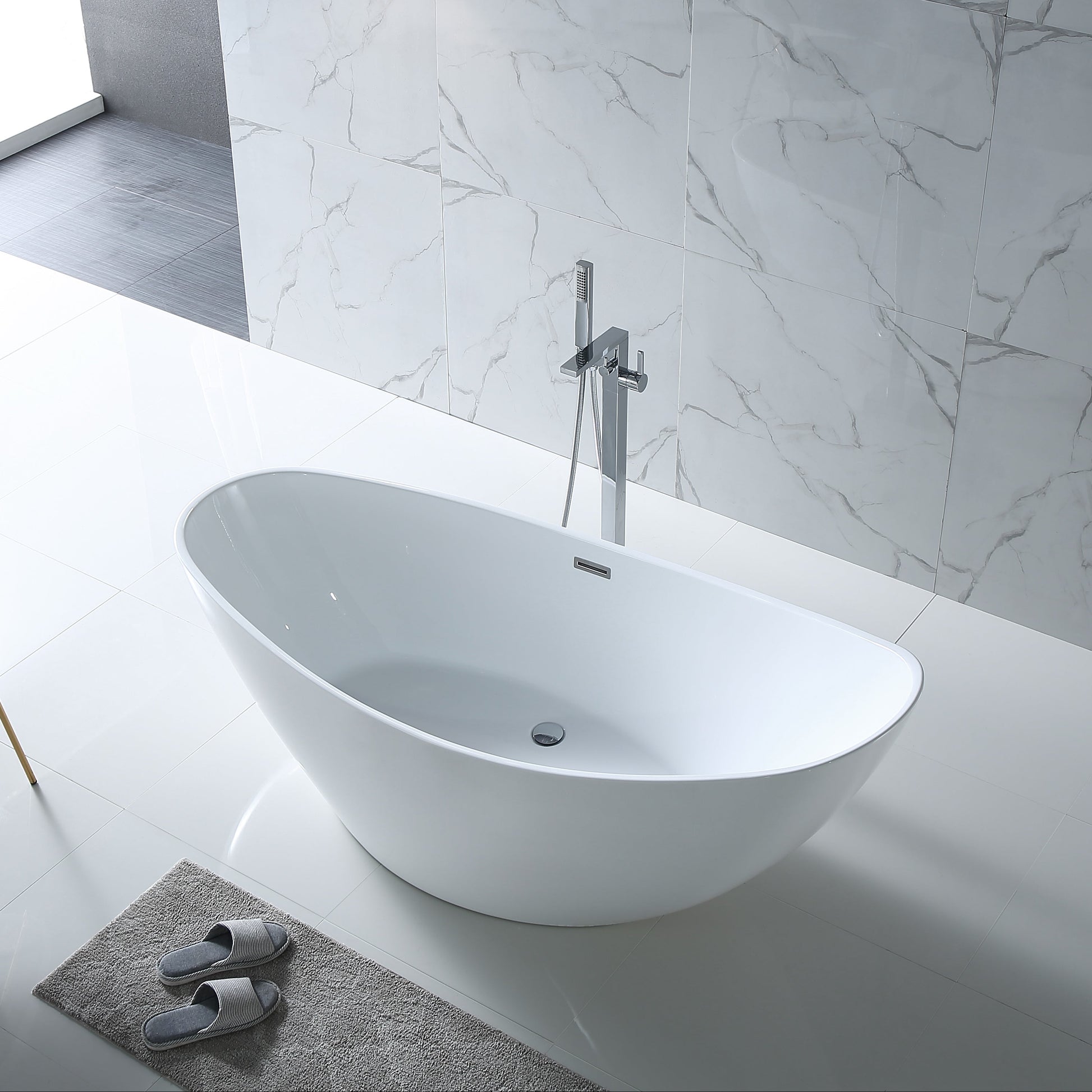 63 Inch MonBlari Acrylic Freestanding BathtubXA118GW-Side Top View