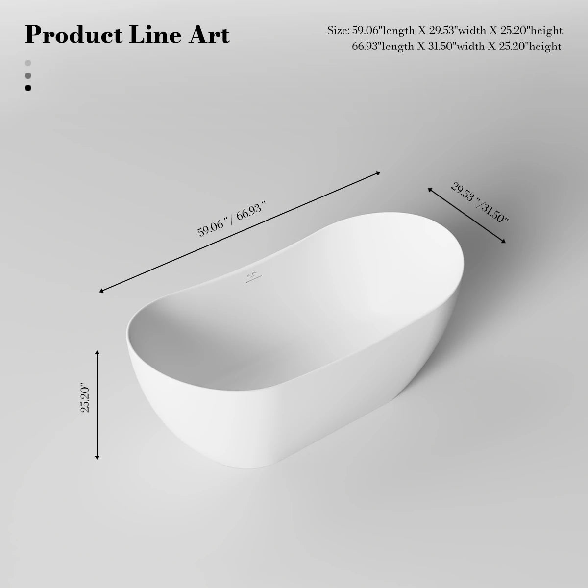 Monblari 59.1" Solid Surface tubs Surface Soaking bathtubs