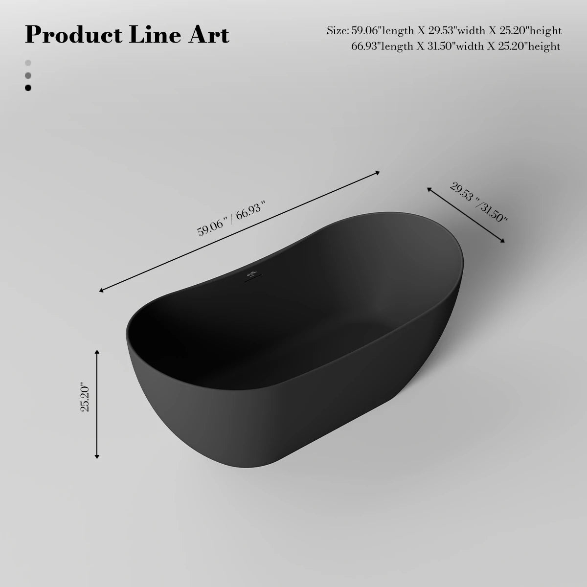Monblari 59.1" Solid Surface tubs Surface Soaking bathtubs