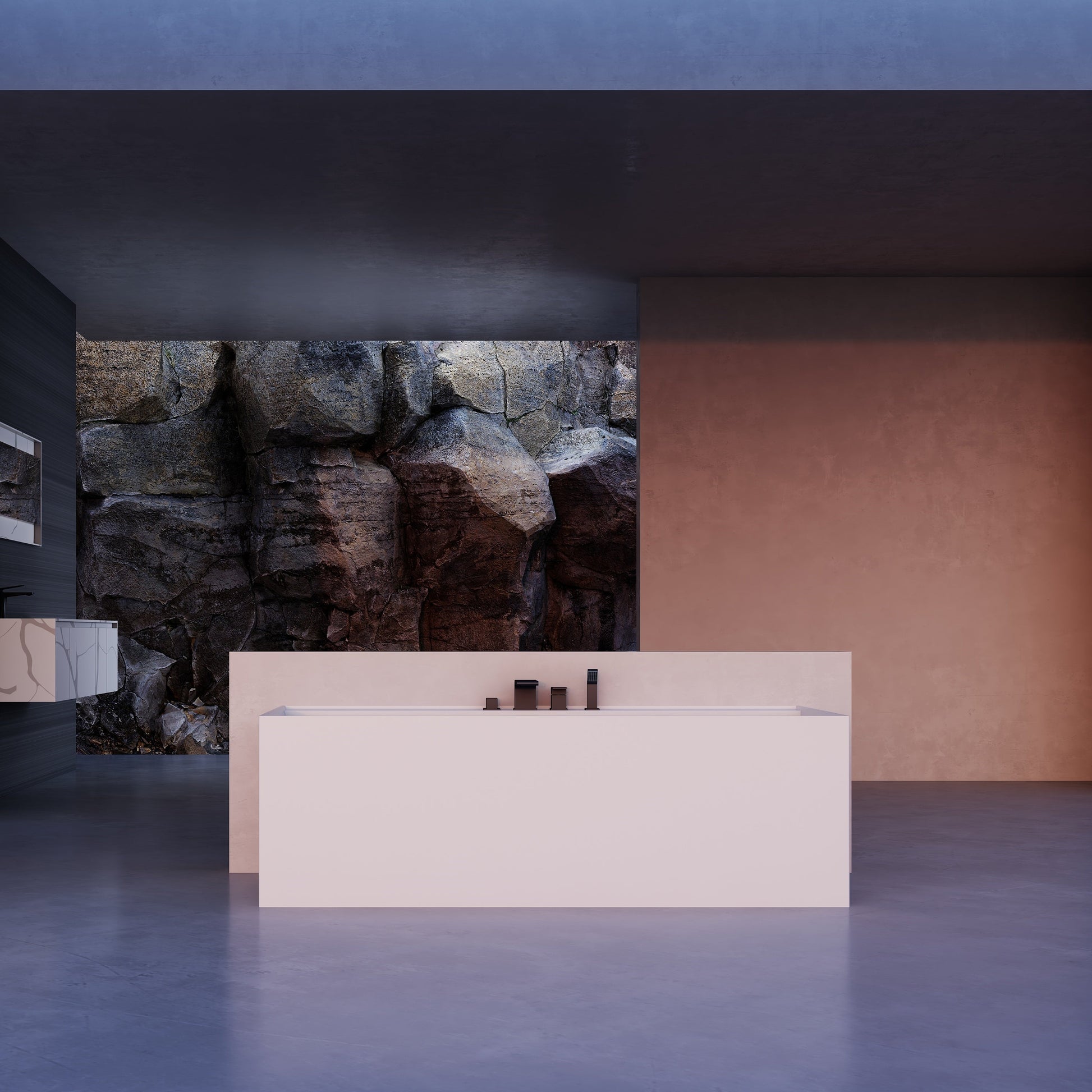 MonBlari Solid Surface Freestanding Bathtub TW-8672-MW-FrontView