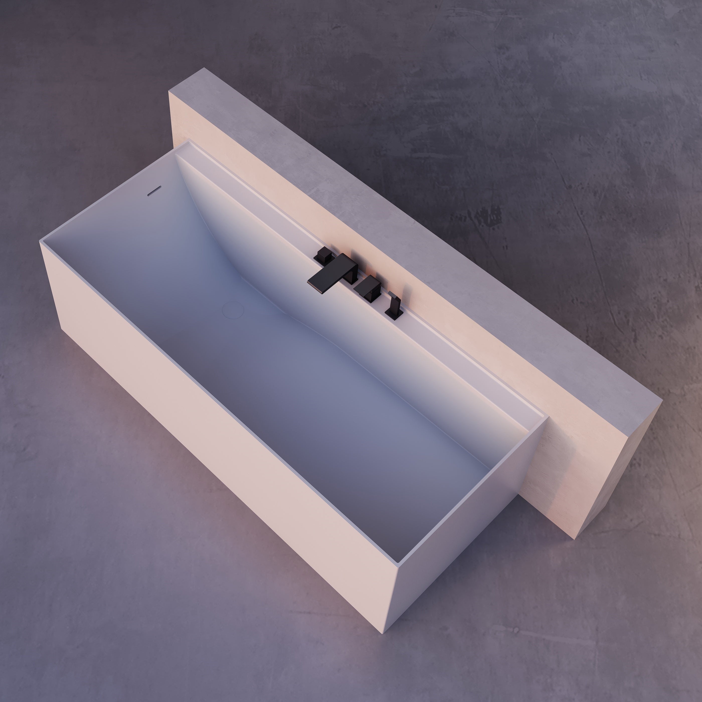 MonBlari Solid Surface Freestanding Bathtub TW-8672-MW-TopView