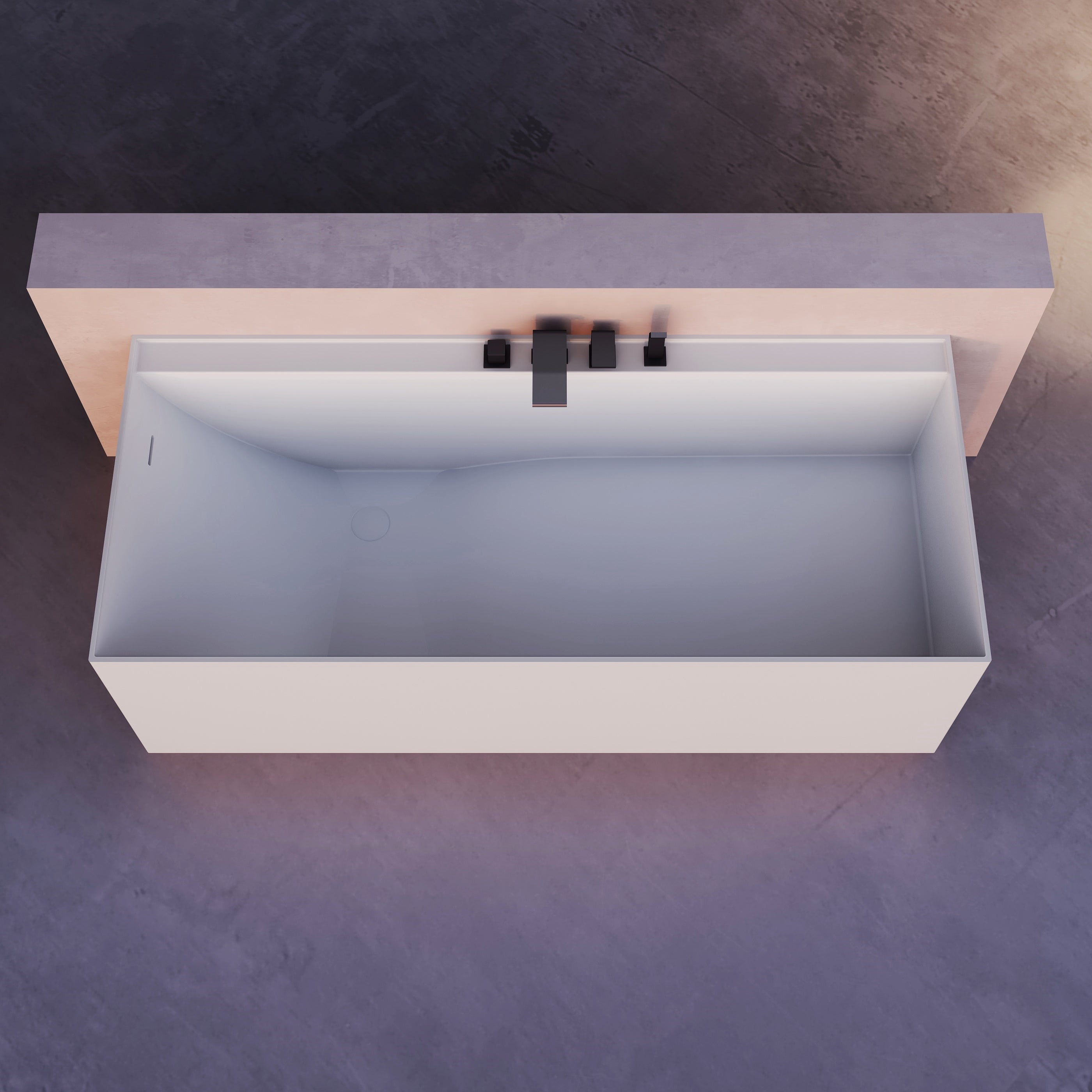 MonBlari Solid Surface Freestanding Bathtub TW-8672-MW-FrontTop