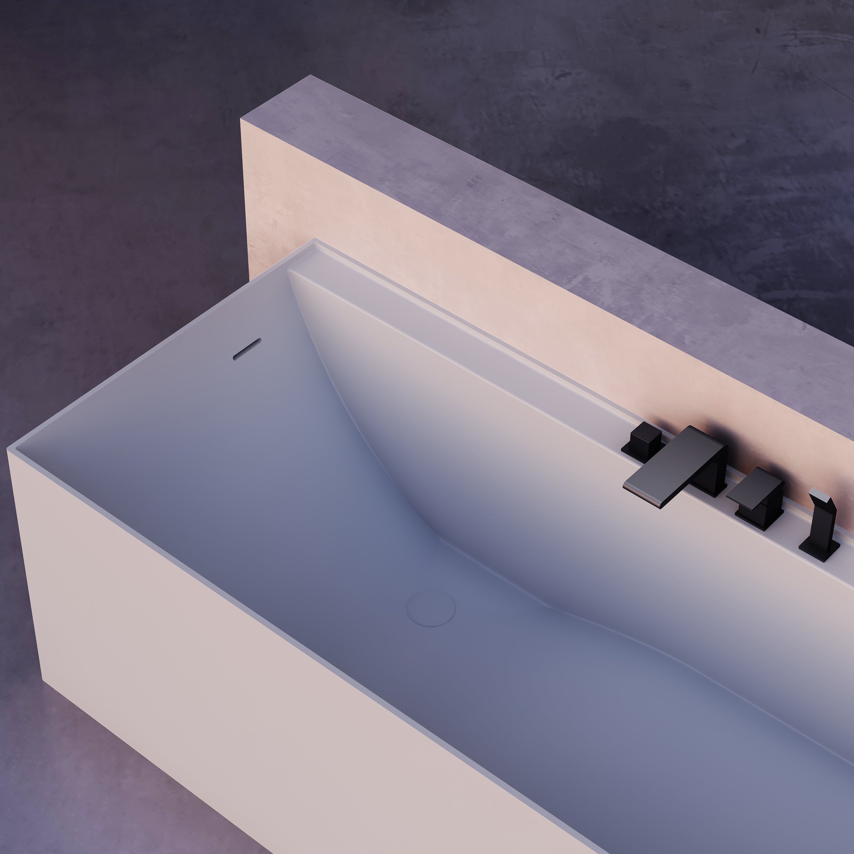 MonBlari Solid Surface Freestanding Bathtub TW-8672-MW-CloseUp