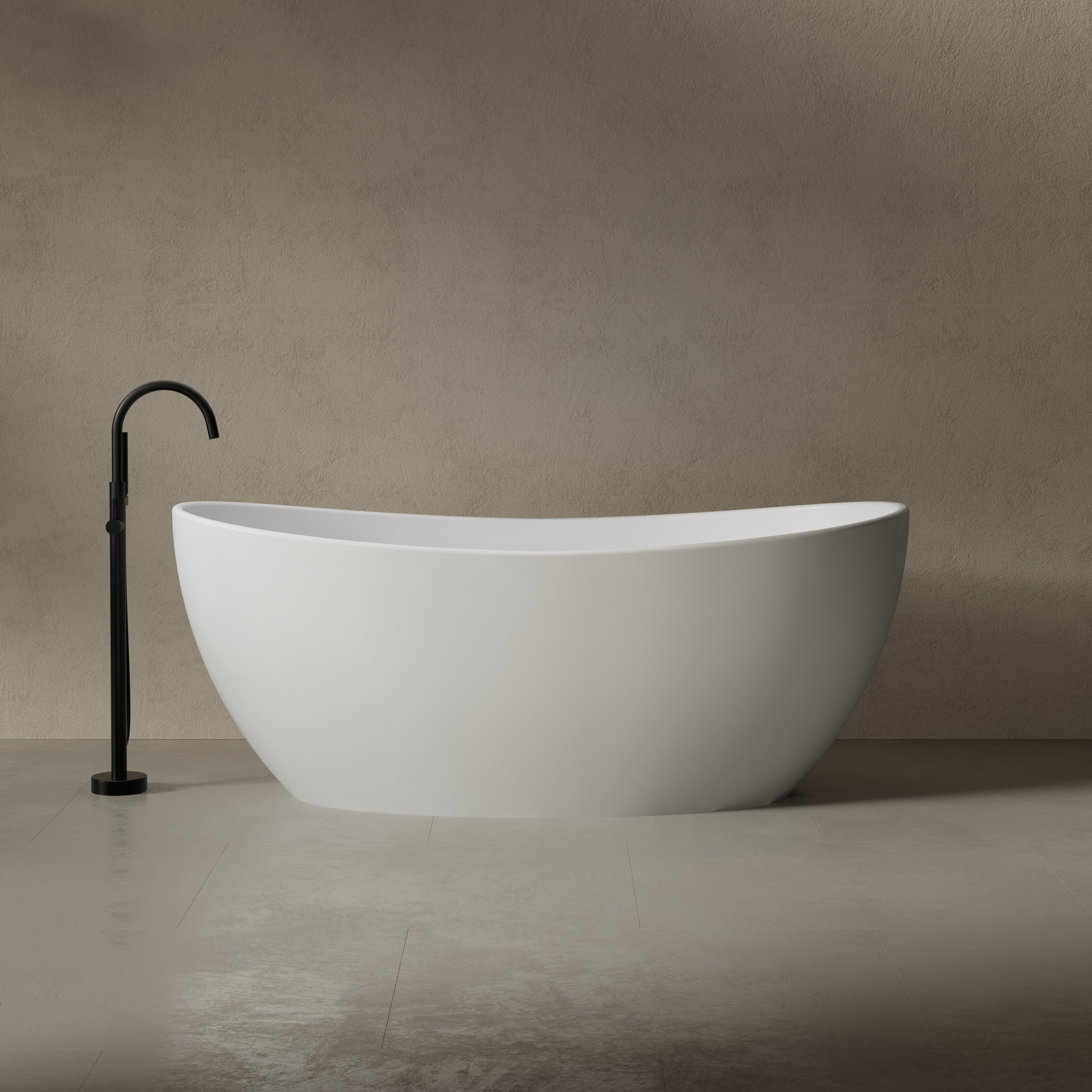64.2 Inch MonBlari Solid Surface Freestanding Bathtub-FrontView