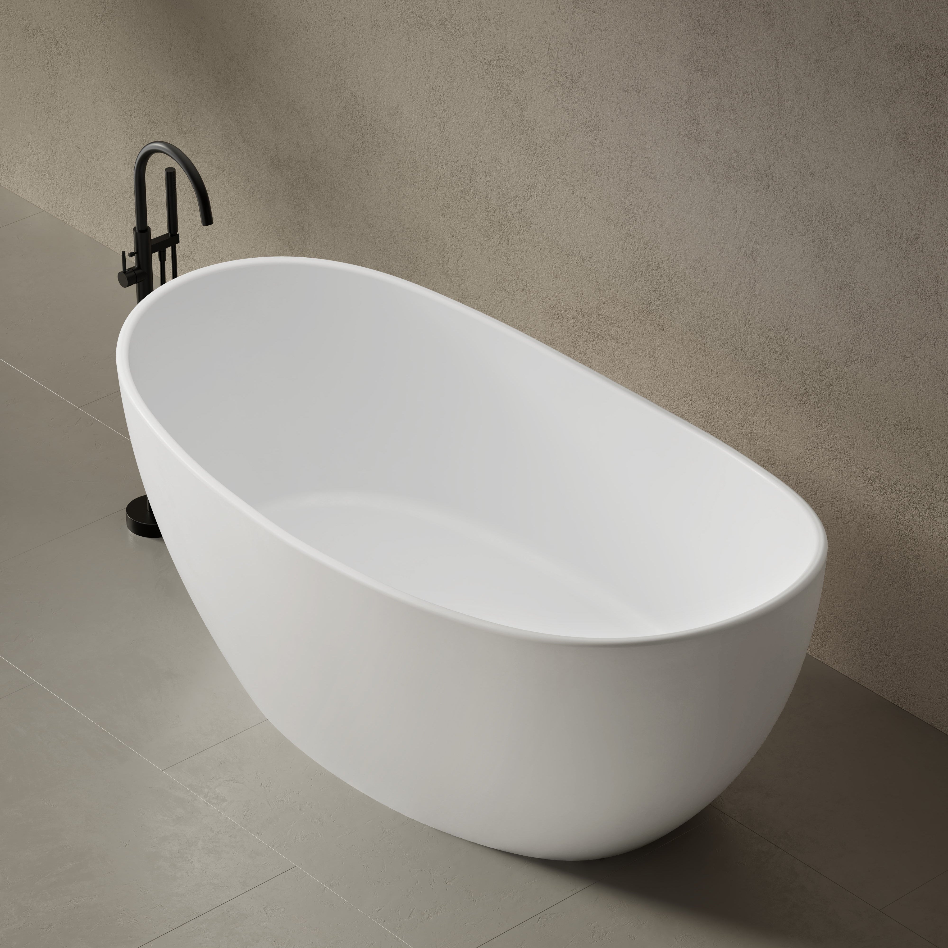 64.2 Inch MonBlari Solid Surface Freestanding Bathtub-SideTop