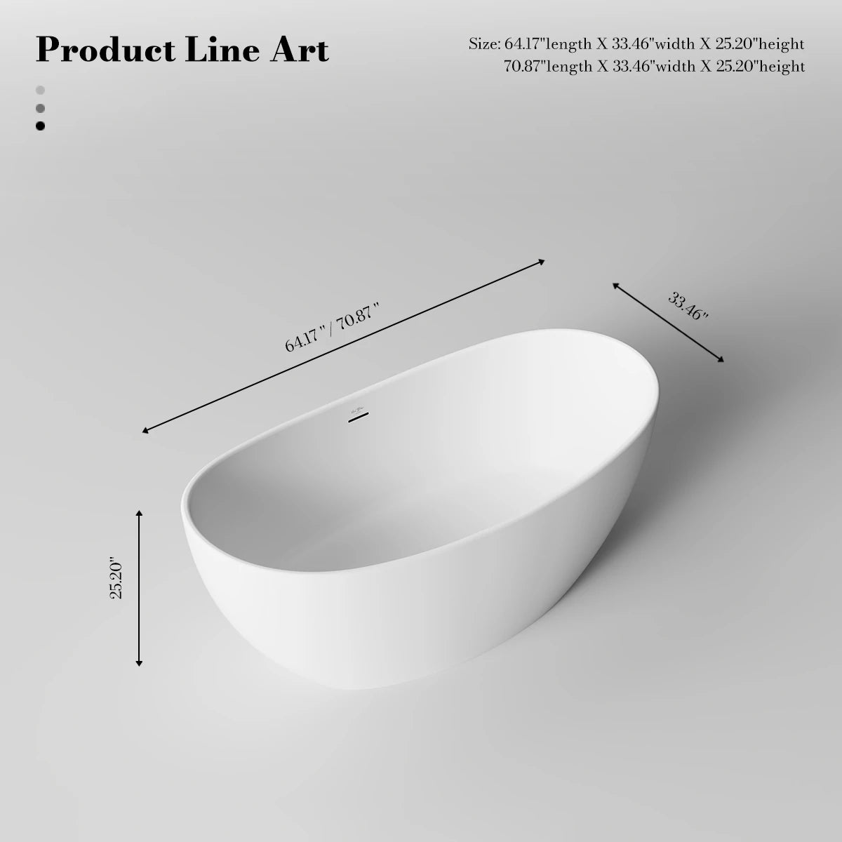 64.2 Inch MonBlari LUCENT Solid Surface Freestanding Bathtub