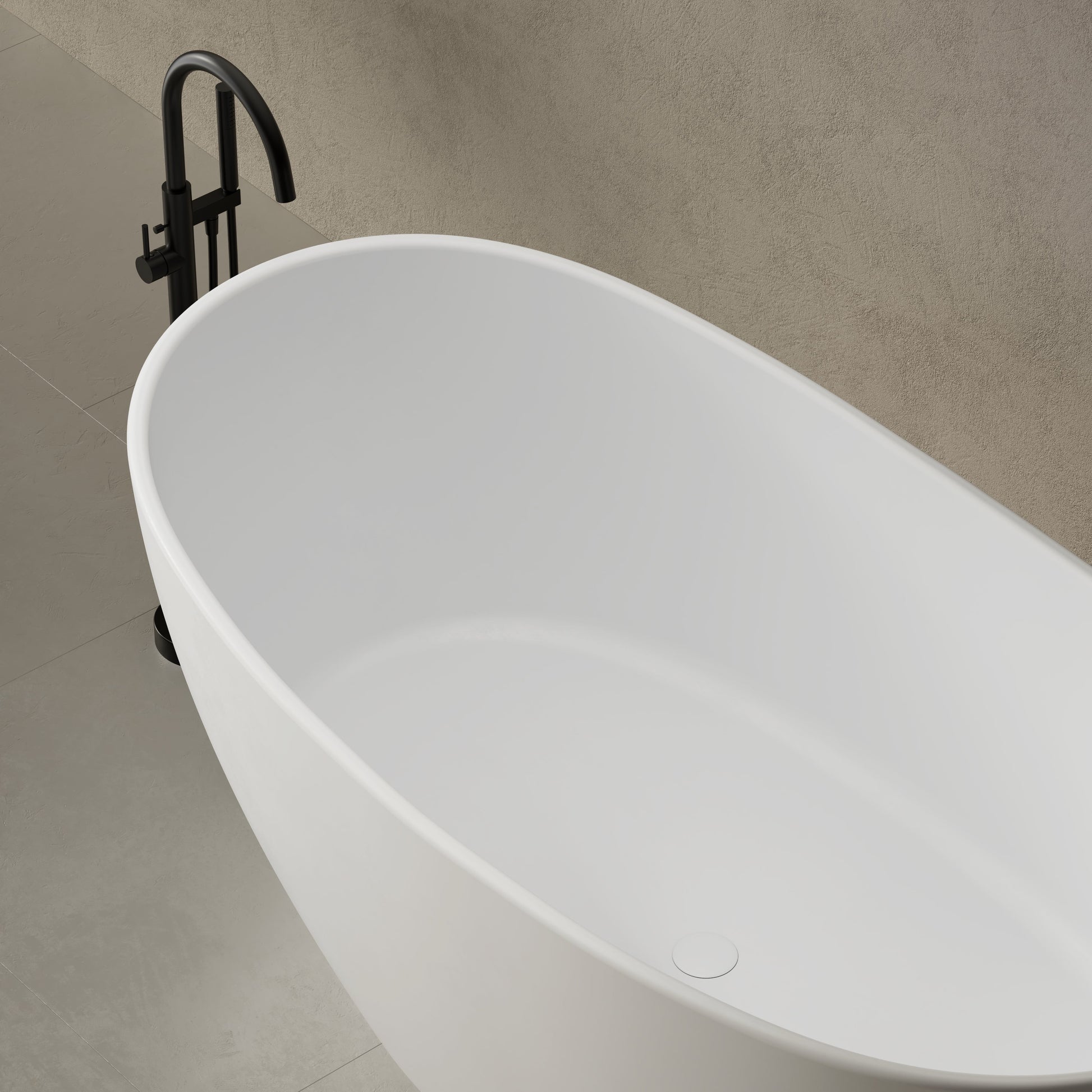 64.2 Inch MonBlari Solid Surface Freestanding Bathtub-TopCloseUp