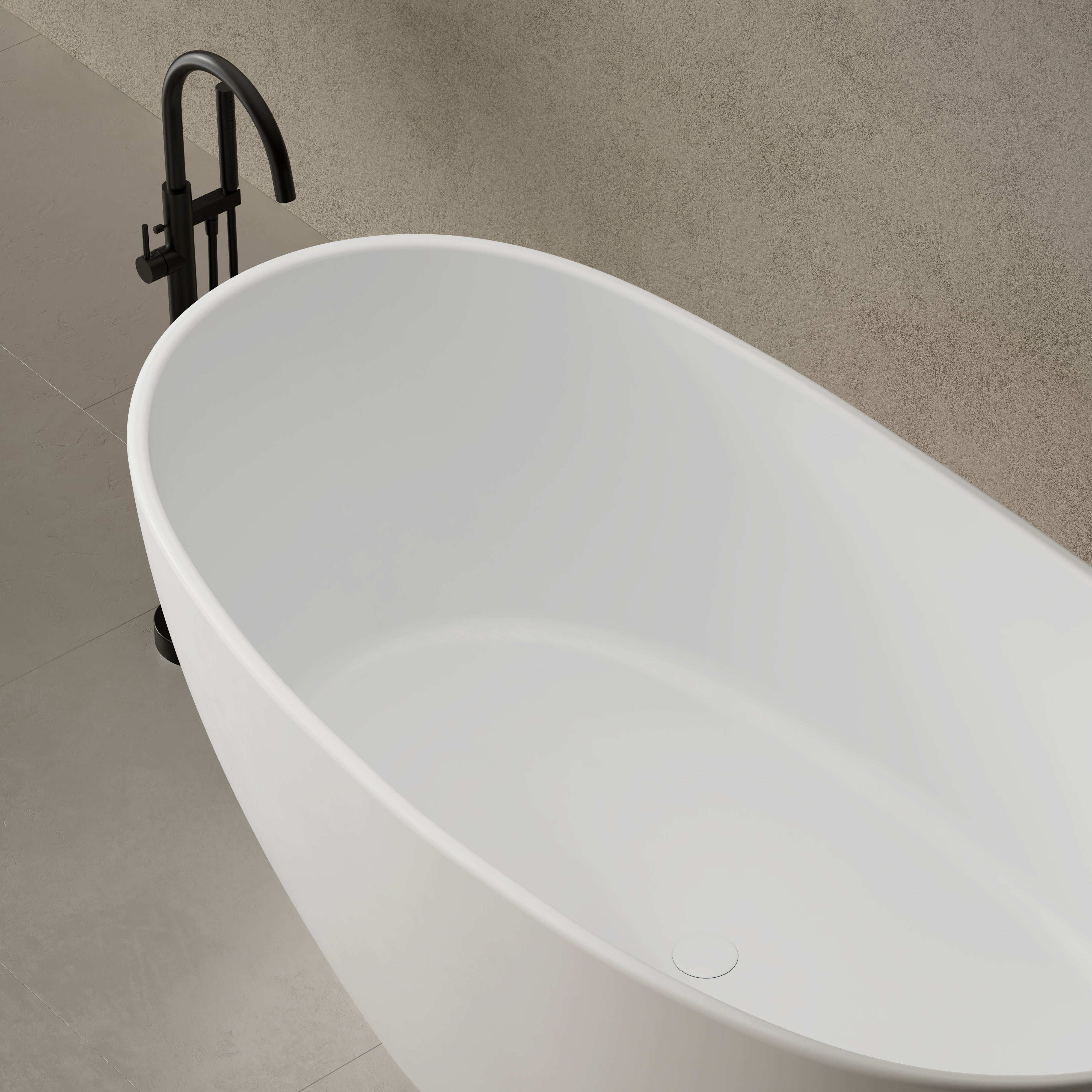 64.2 Inch MonBlari Solid Surface Freestanding Bathtub-TopCloseUp