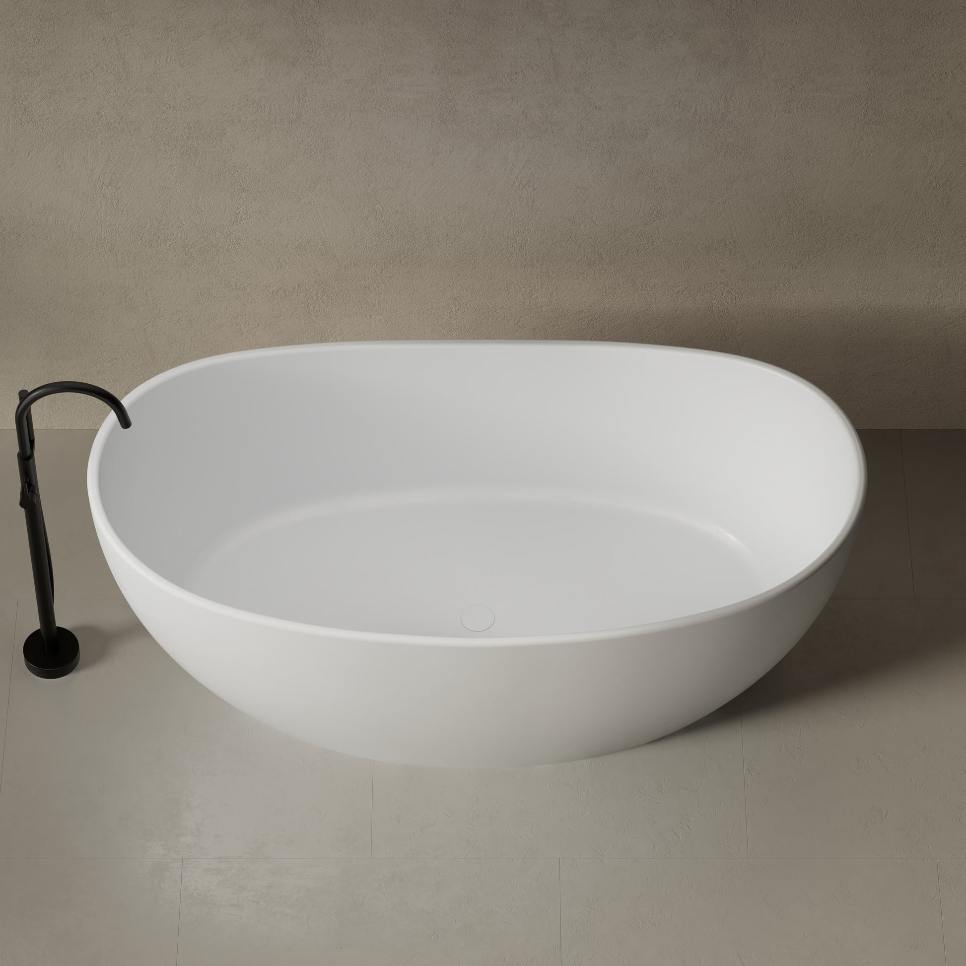 64.2 Inch MonBlari Solid Surface Freestanding Bathtub-FrontTop