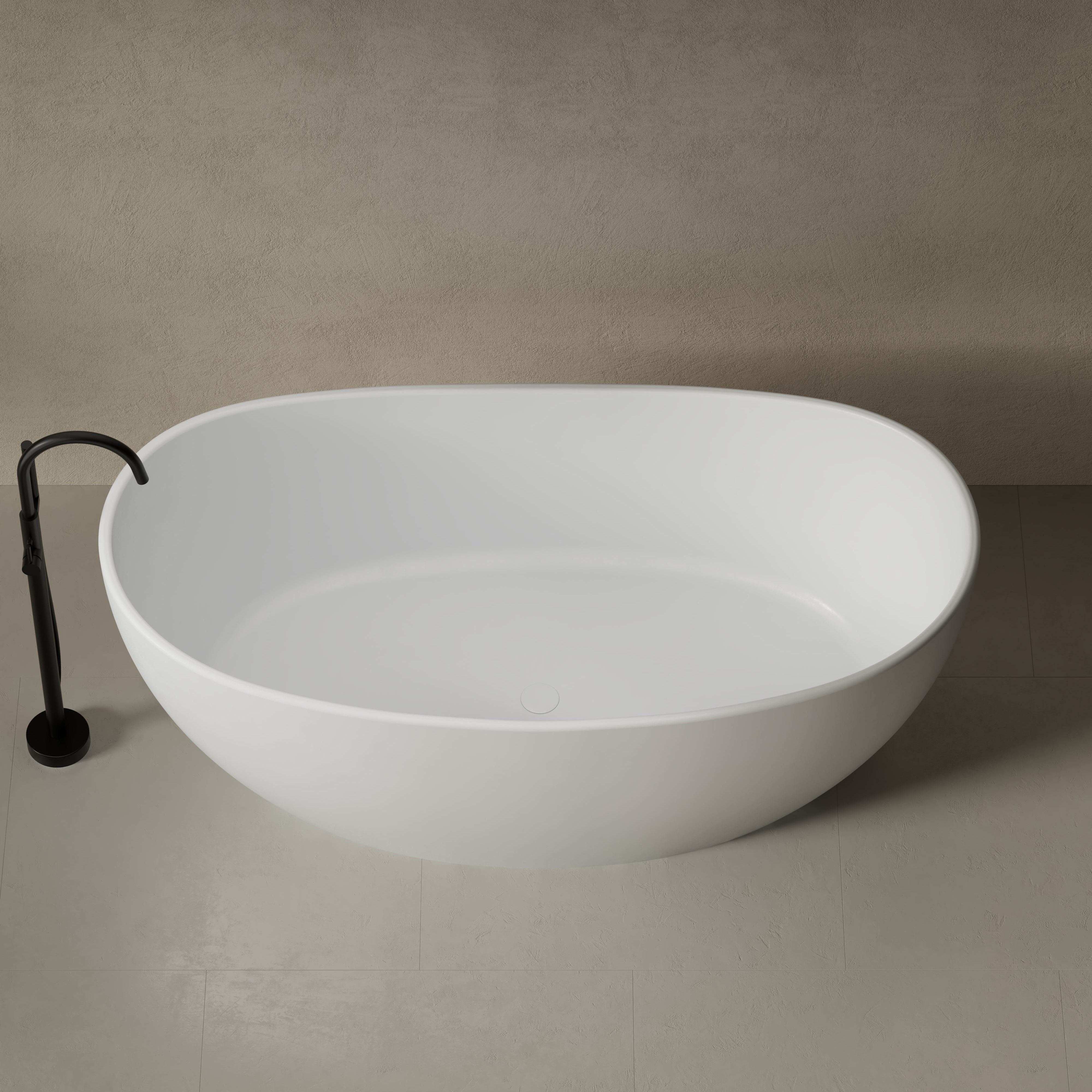 64.2 Inch MonBlari Solid Surface Freestanding Bathtub-FrontTop