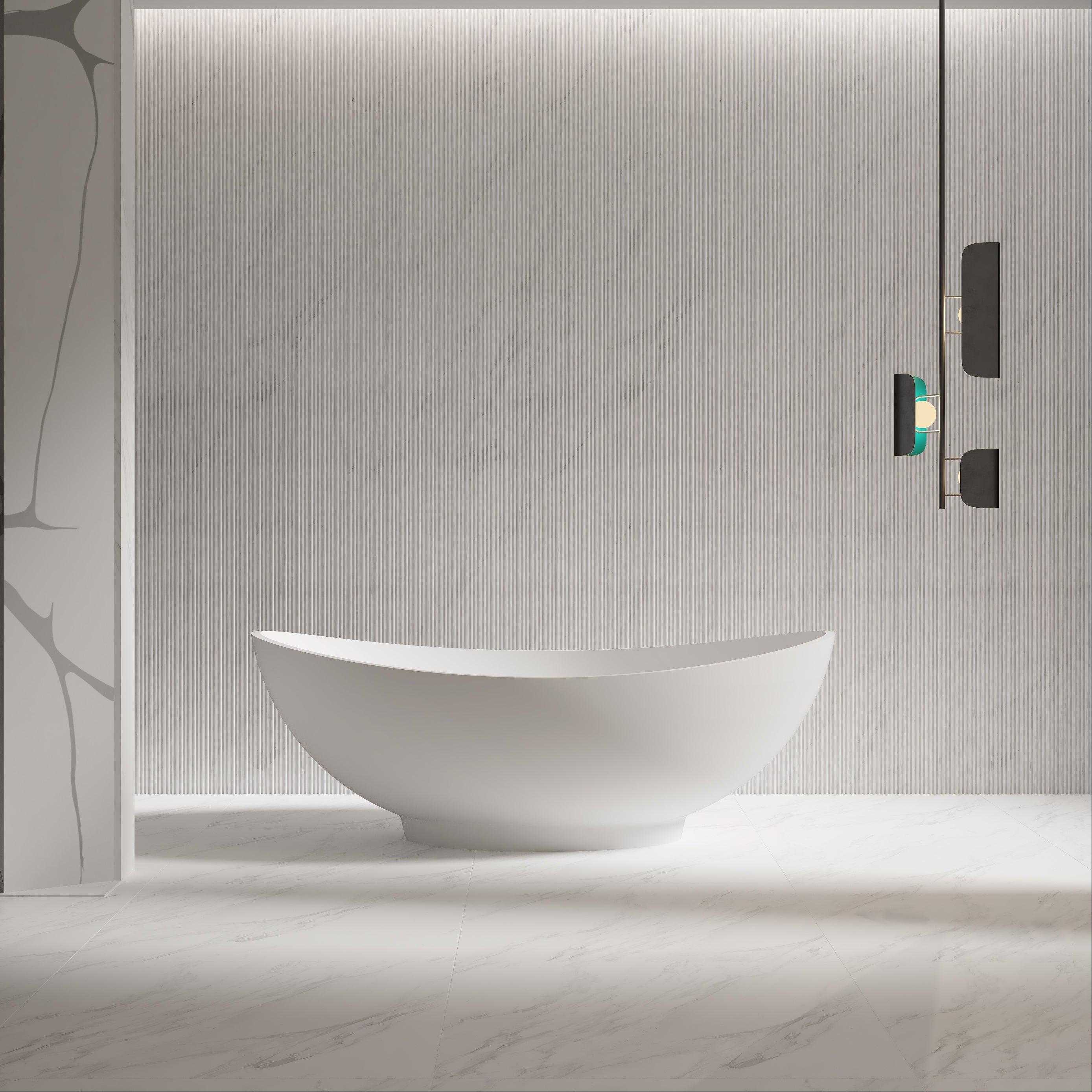 63 Inch MonBlari Solid Surface Freestanding Bathtub XA-8805-MW XA8805MW-FrontView