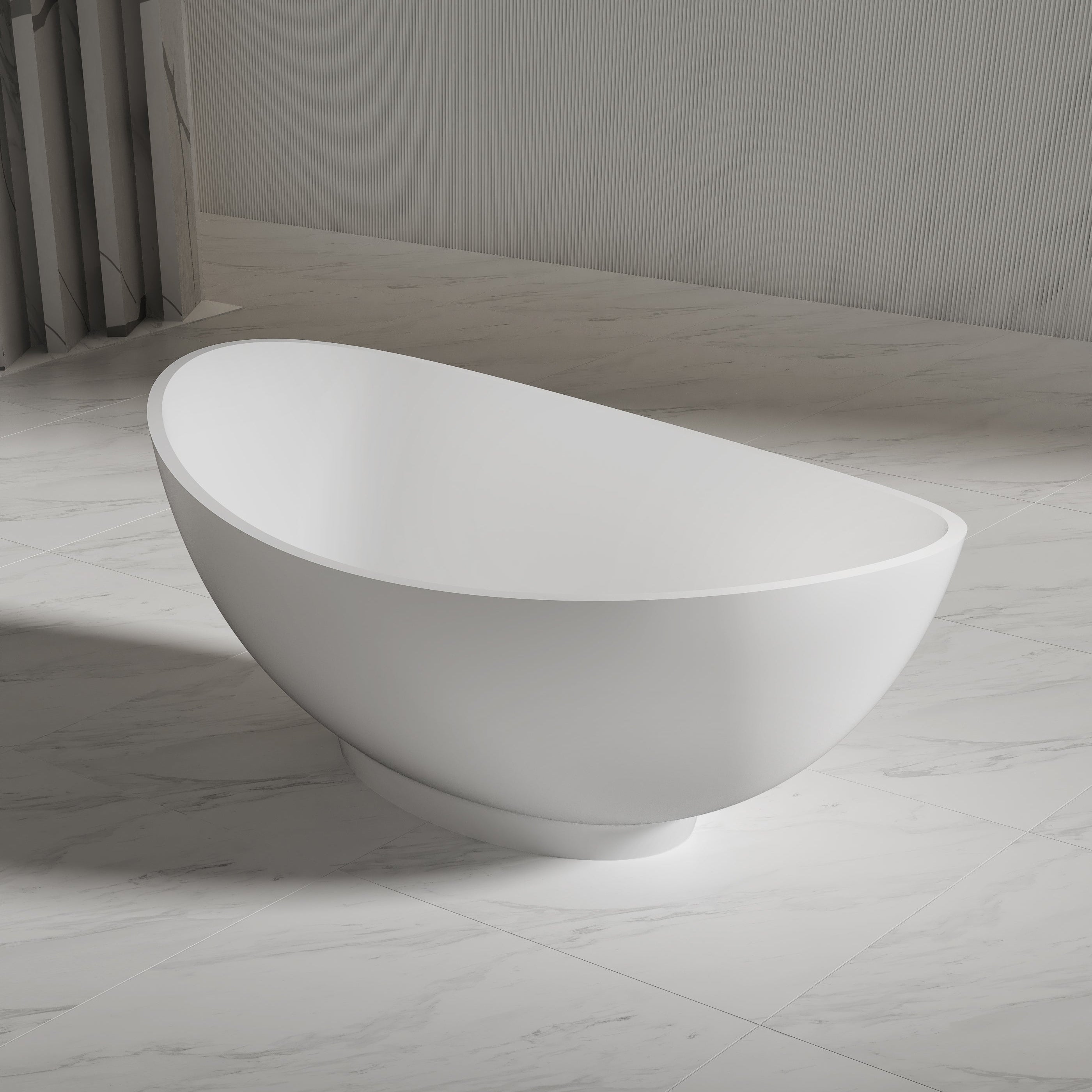 63 Inch MonBlari Solid Surface Freestanding Bathtub XA-8805-MW XA8805MW-RightSide