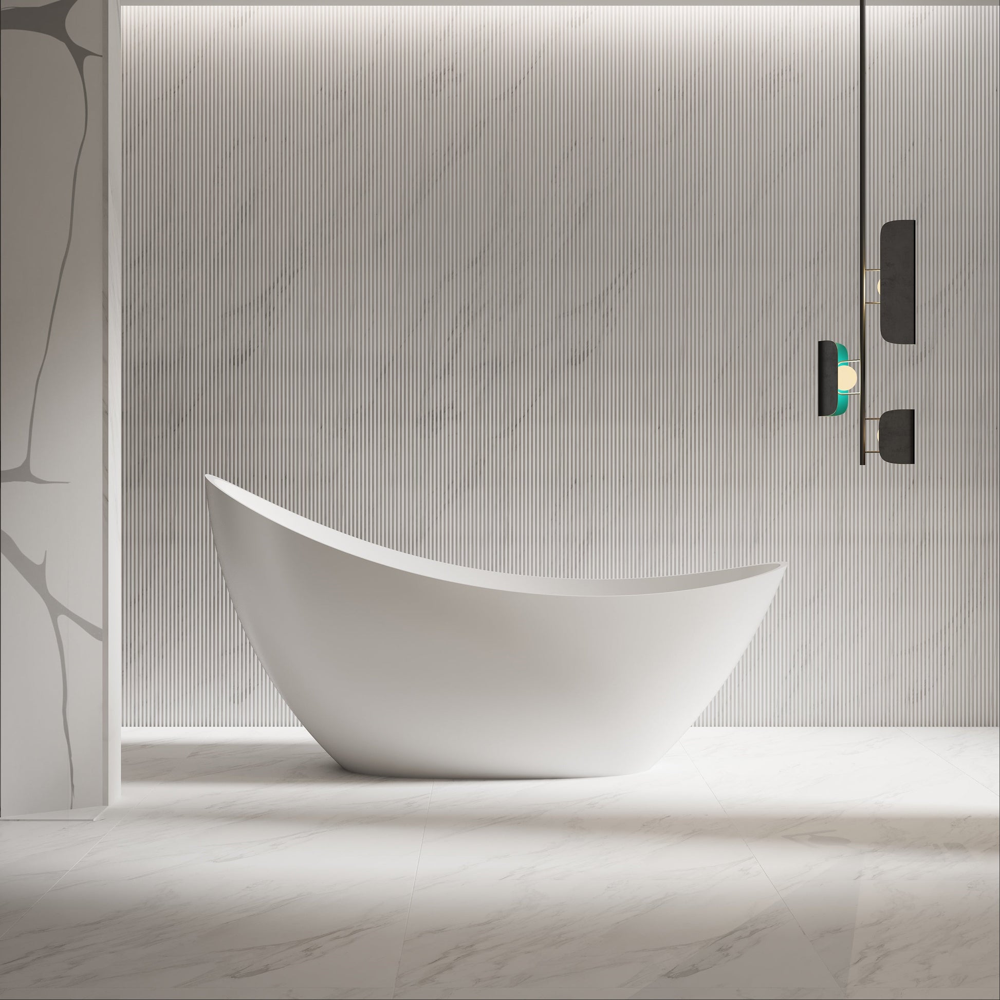 73 Inch MonBlari Solid Surface Freestanding Bathtub XA-8816-MW XA8816MW-FrontView