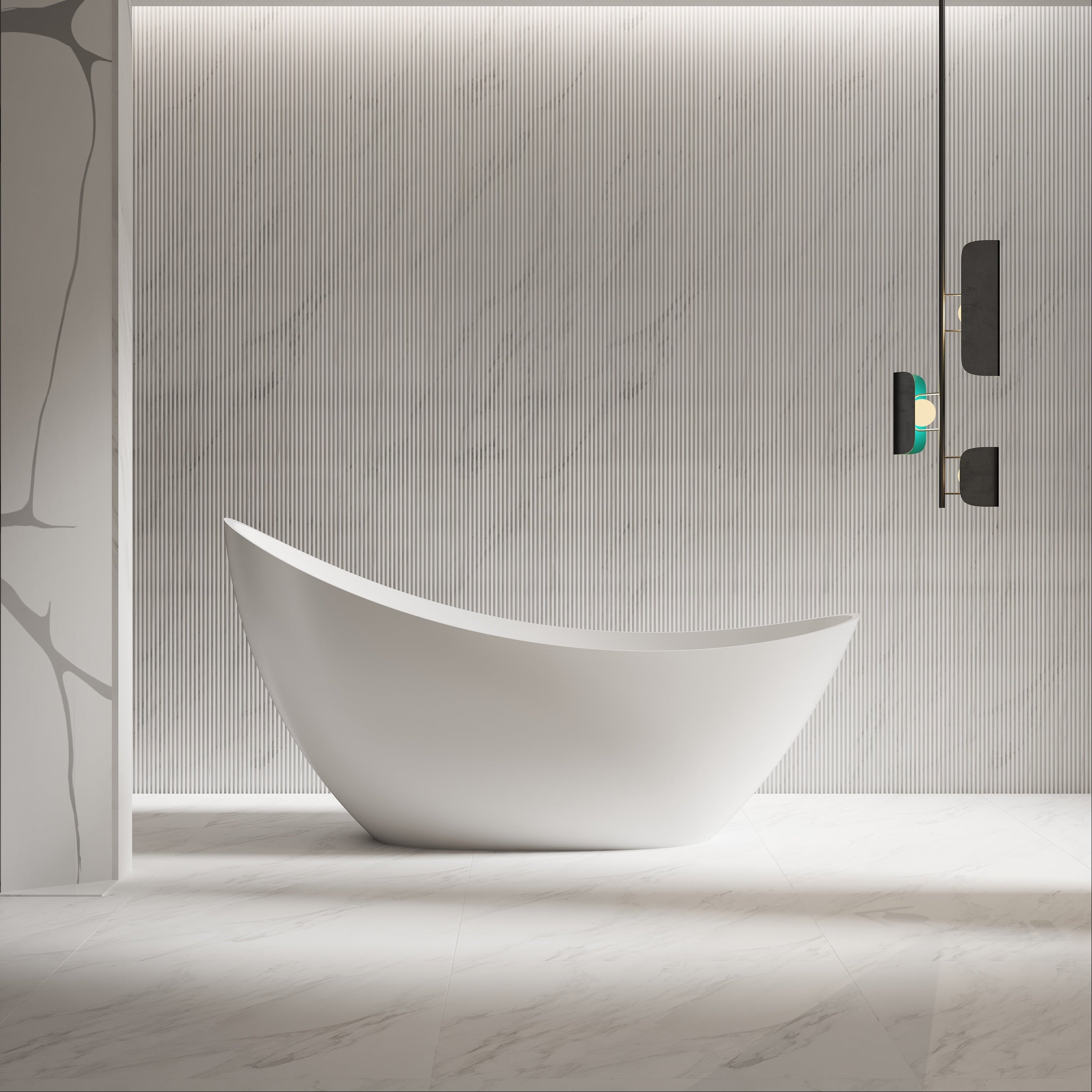 73 Inch MonBlari Solid Surface Freestanding Bathtub XA-8816-MW XA8816MW-FrontView