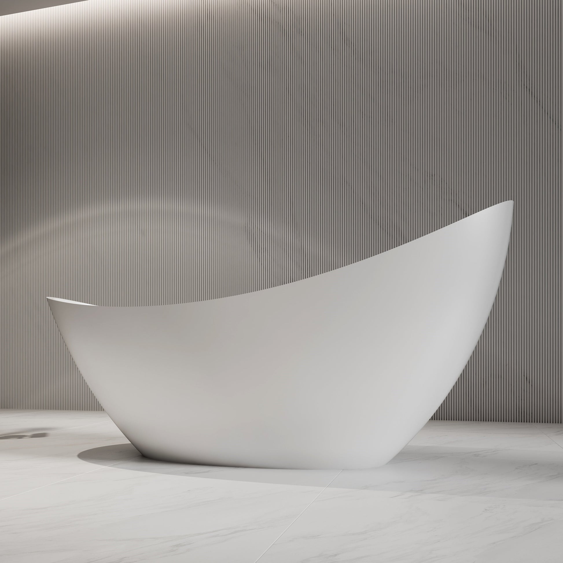 73 Inch MonBlari Solid Surface Freestanding Bathtub XA-8816-MW XA8816MW-RightSide