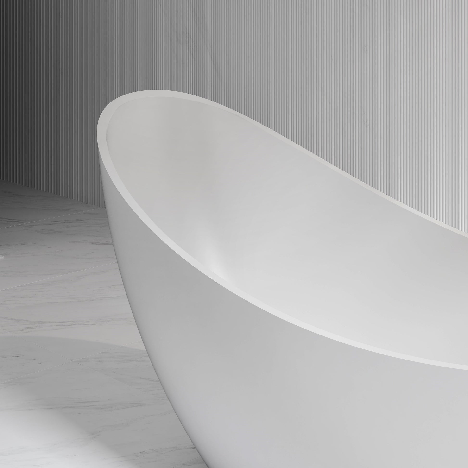 73 Inch MonBlari Solid Surface Freestanding Bathtub XA-8816-MW XA8816MW-FrontCloseUp