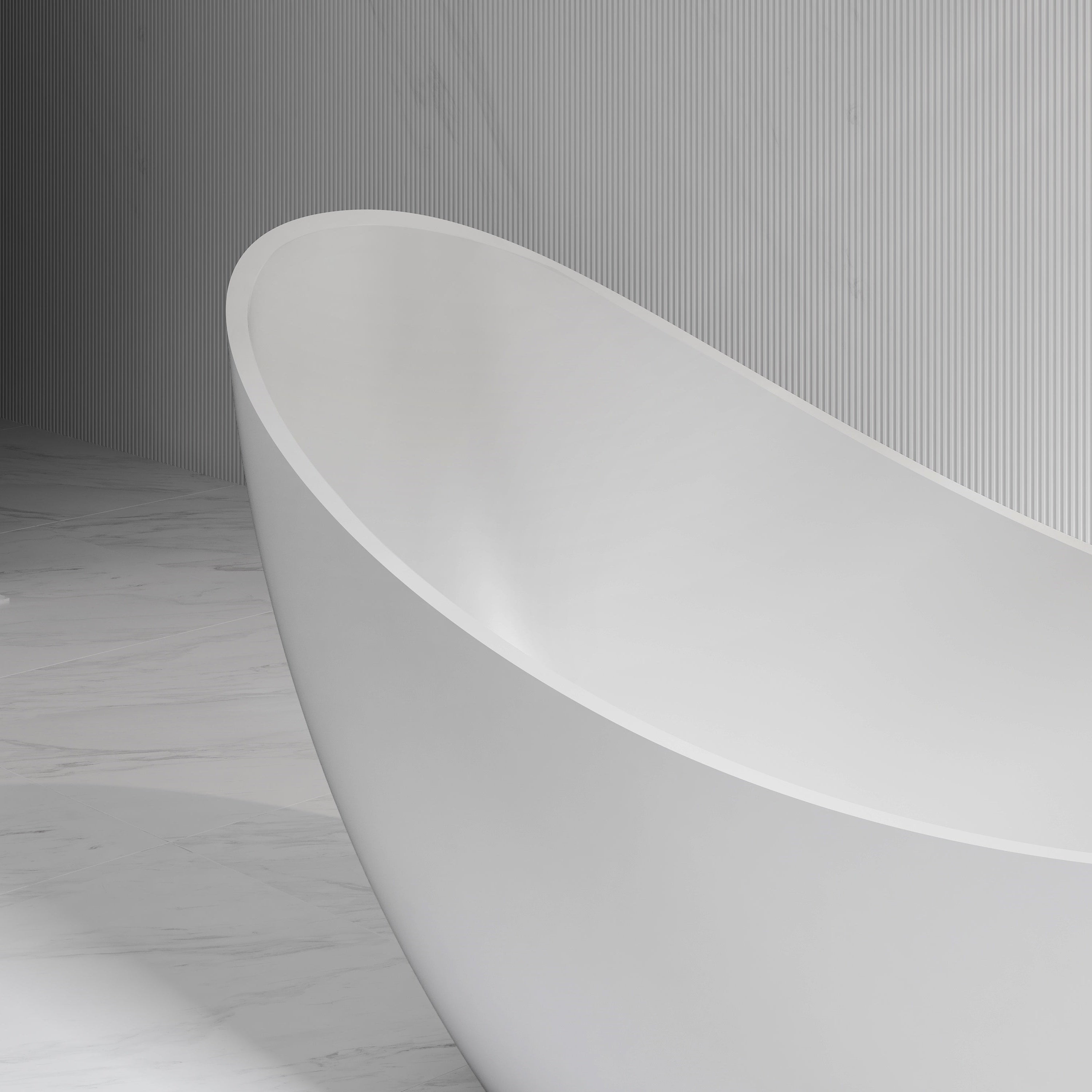 73 Inch MonBlari Solid Surface Freestanding Bathtub XA-8816-MW XA8816MW-FrontCloseUp