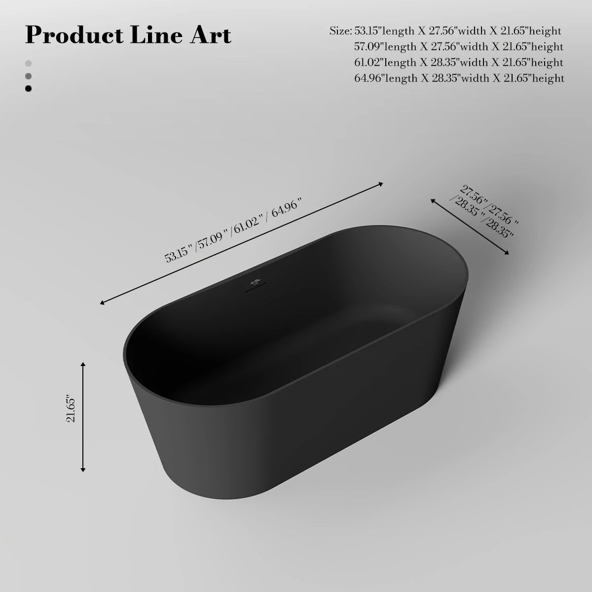 Monblari Solid Surface Oval Freestanding Soaking Bathtub