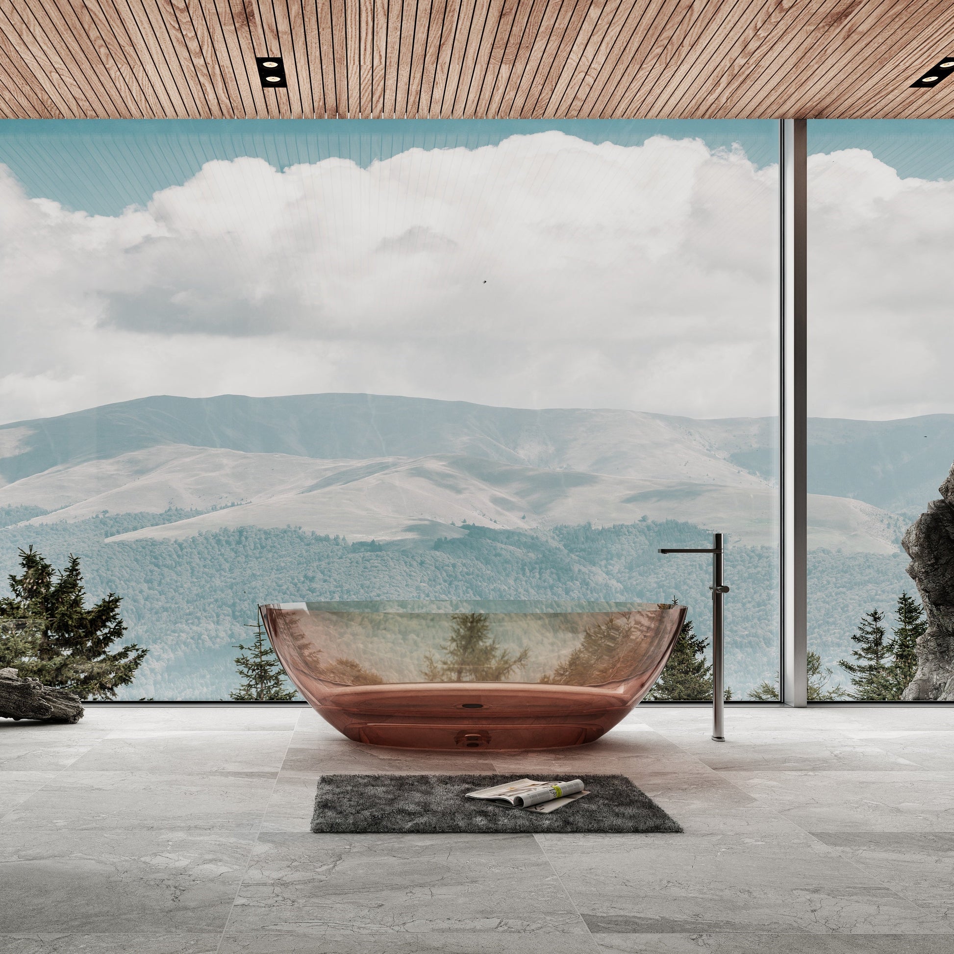 MonBlari Resin Freestanding Bathtub XA-8863T-TBR-FrontView