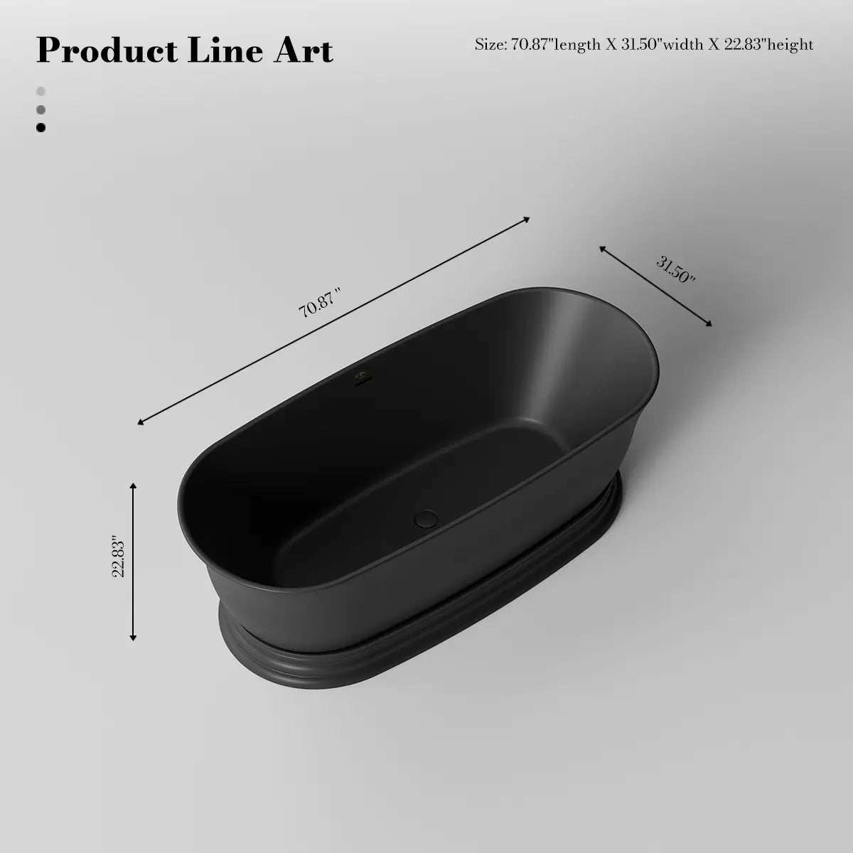 70.87" Artificial Solid Surface Bathtub Modern Bathroom Bathtub