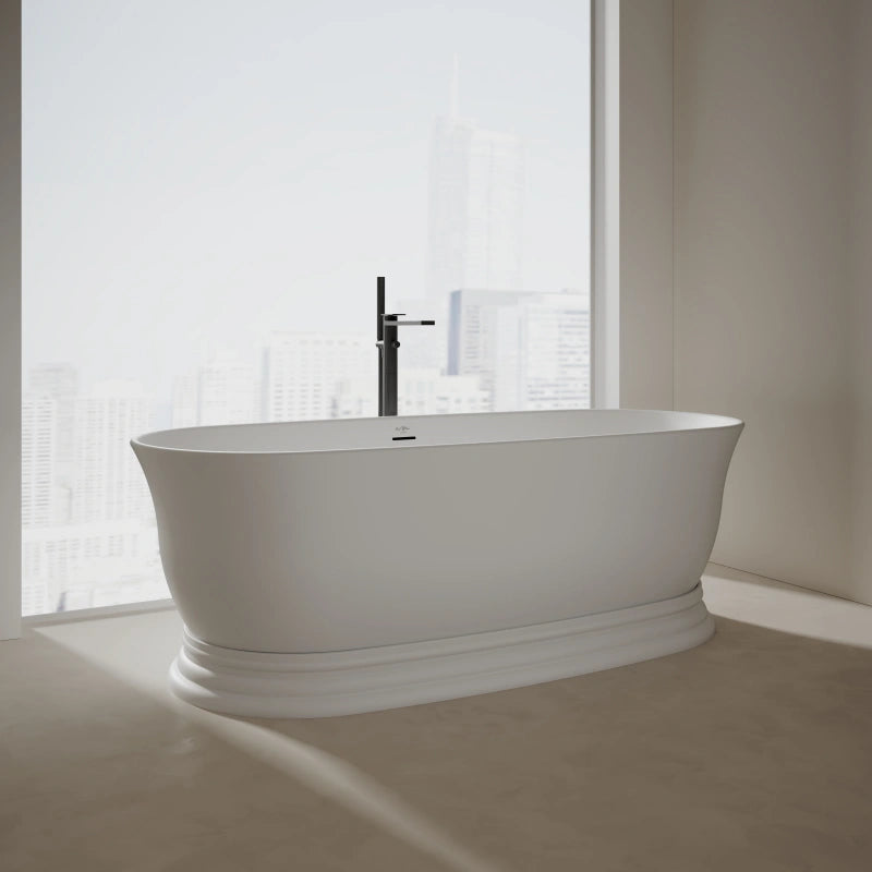70.87" MonBlari Artificial Solid Surface Bathtub Modern Bathroom Soaking Tub