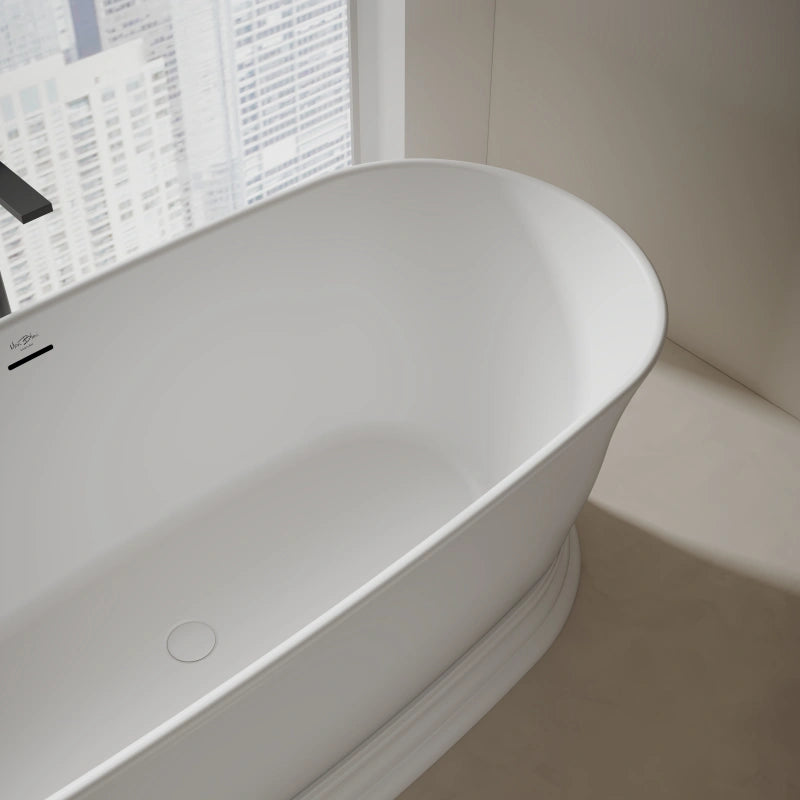 70.87" MonBlari Artificial Solid Surface Bathtub Modern Bathroom Soaking Tub