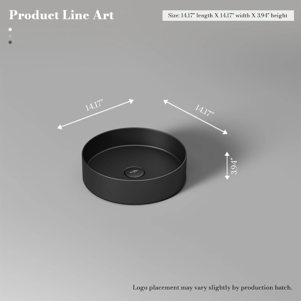 14.2 Inch MonBlari Round Solid Surface Vessel Bowl Sink for Bathroom