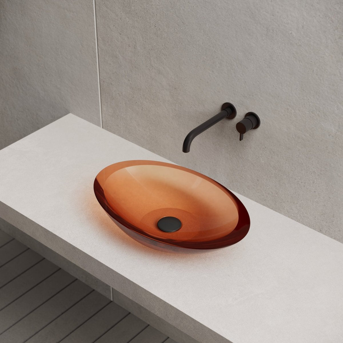 23.6 Inch MonBlari Resin Vessel Bowl Sink Bathroom Sink XA-A23T-SideTop