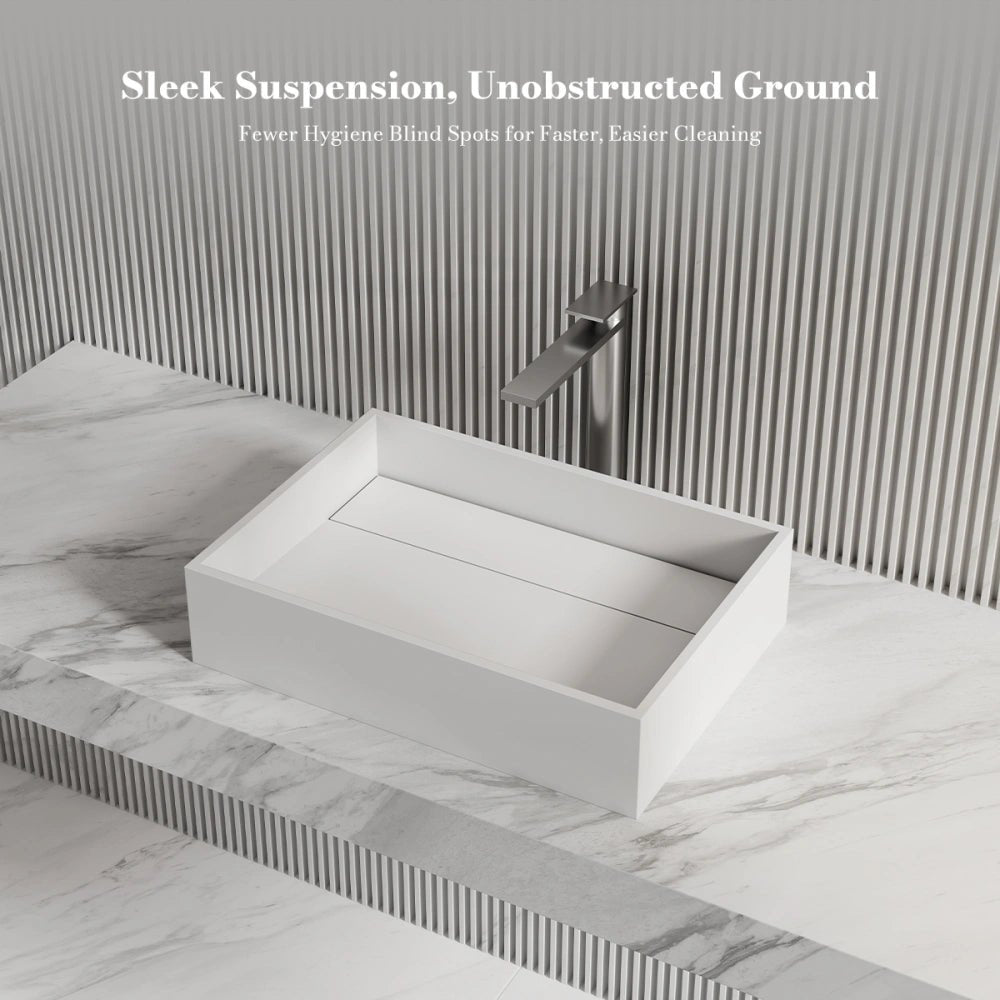 20 Inch MonBlari Rectangular Solid Surface Vessel Bowl Sink for Vanity