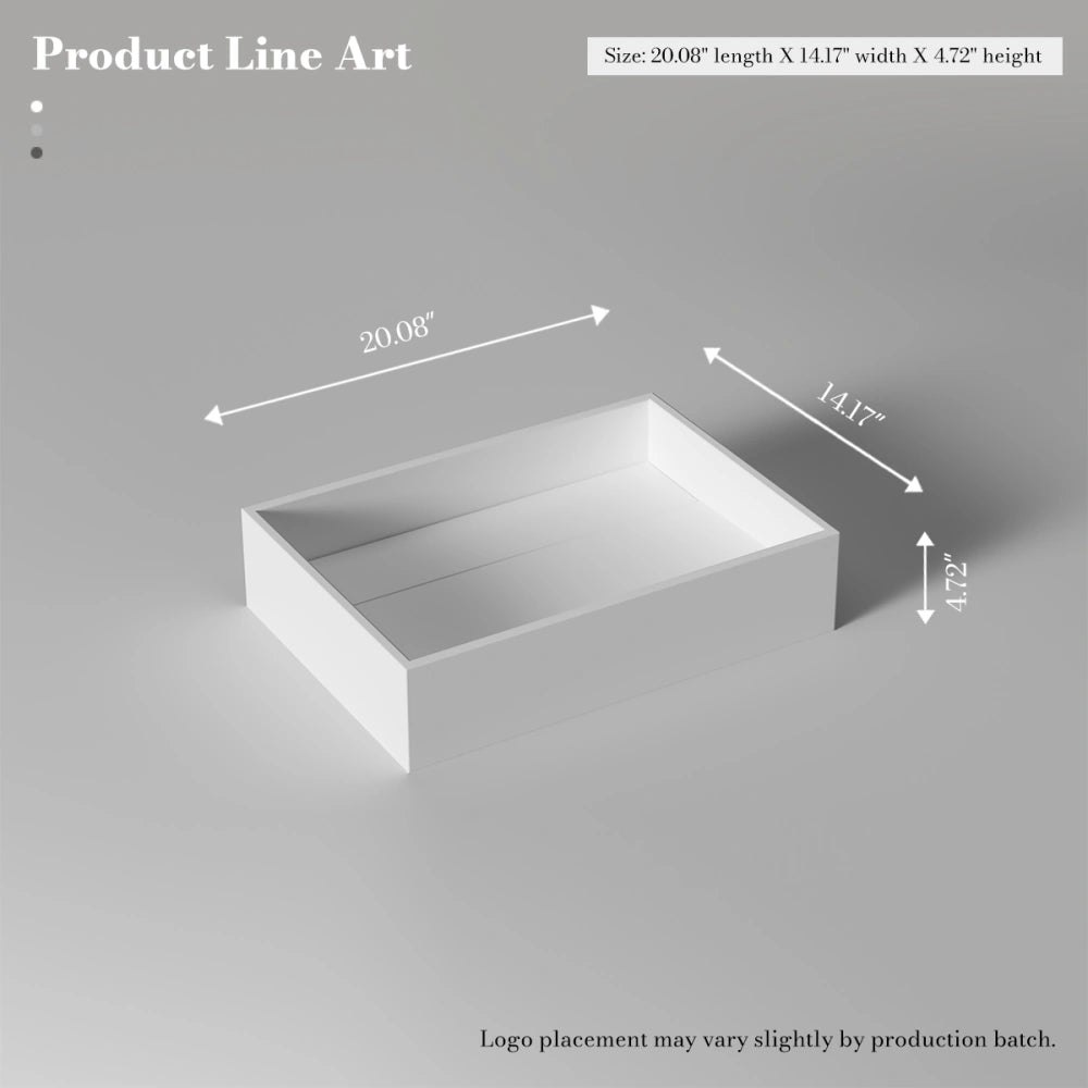 20 Inch MonBlari Rectangular Solid Surface Vessel Bowl Sink for Vanity