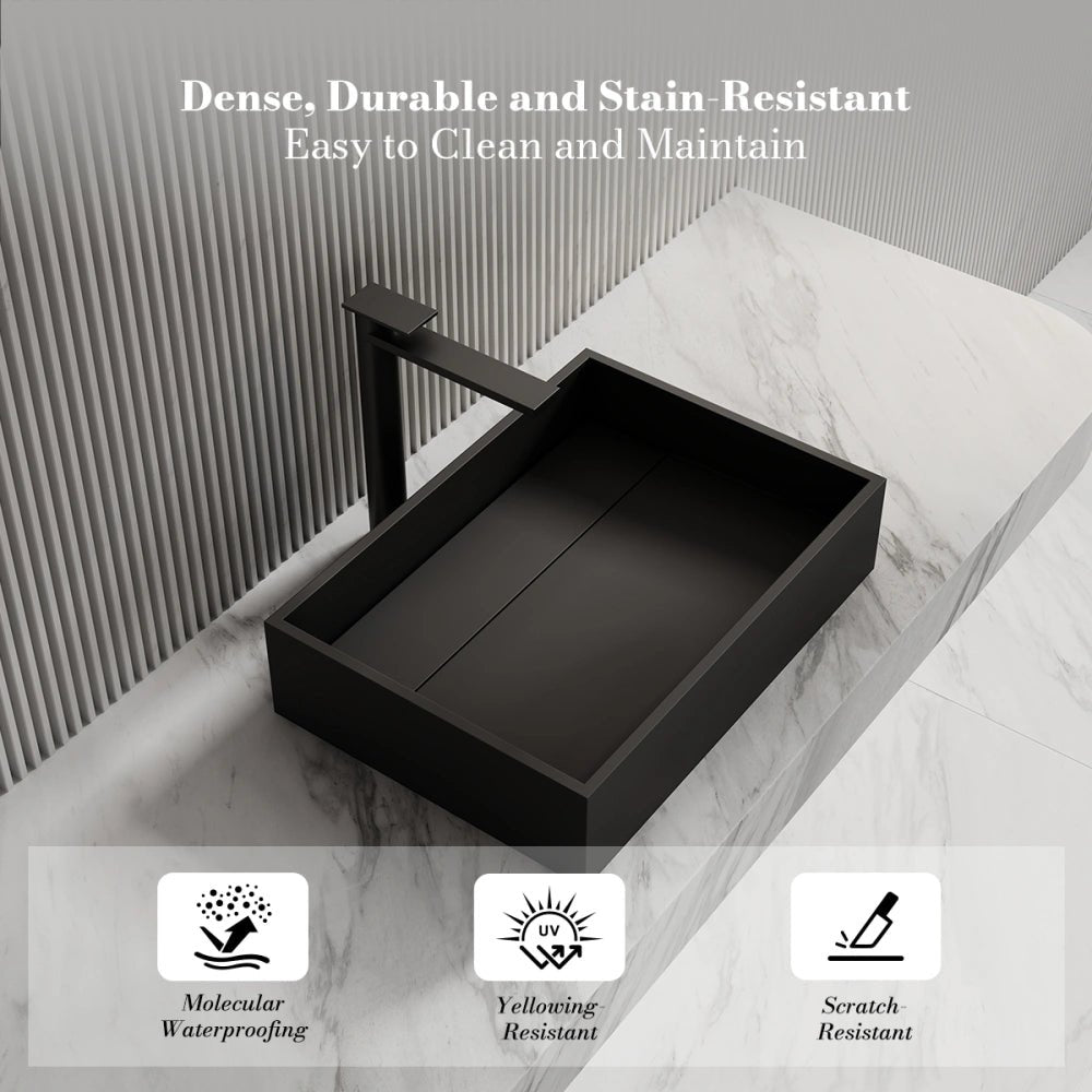 20 Inch MonBlari Rectangular Solid Surface Vessel Bowl Sink for Vanity