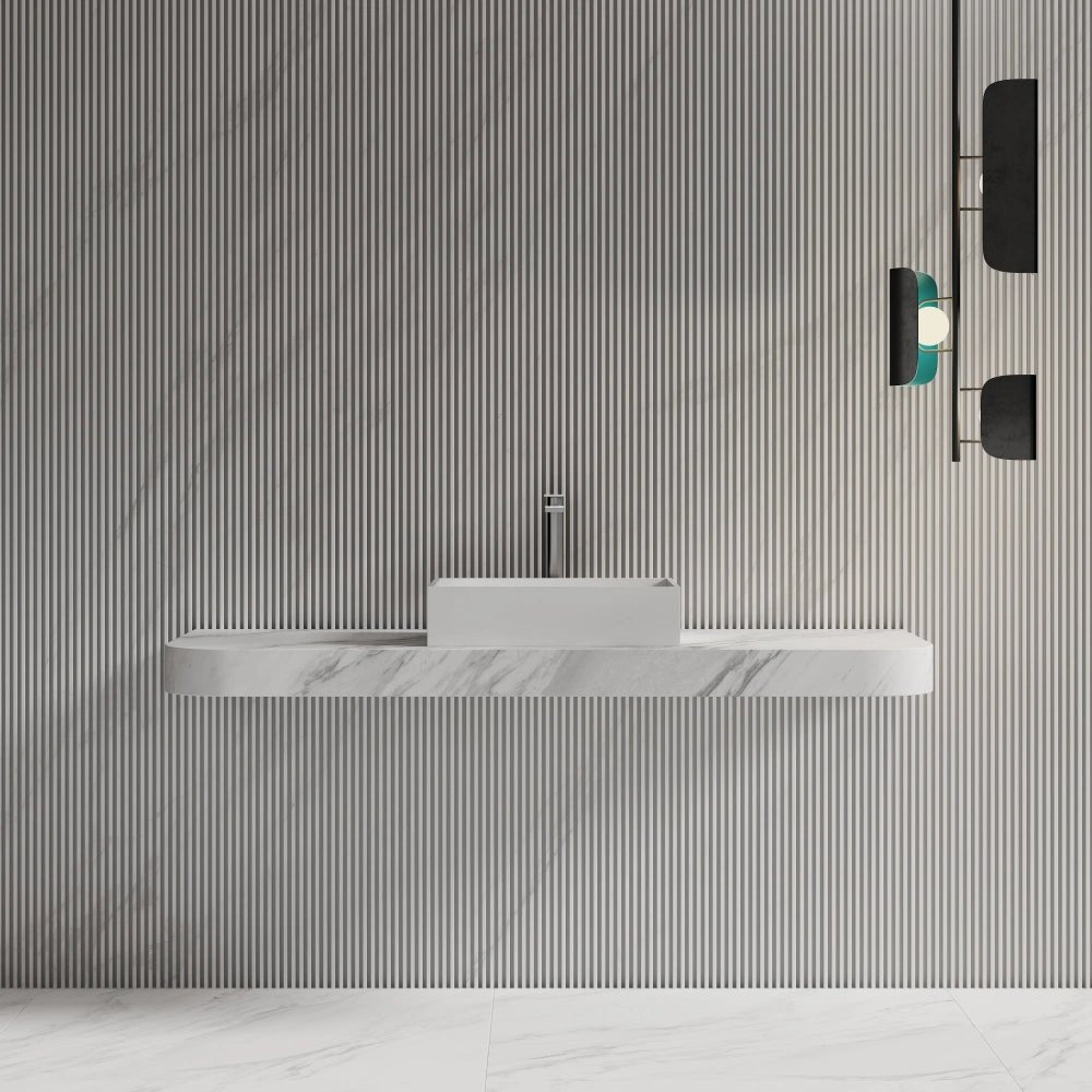 20 Inch MonBlari Rectangular Solid Surface Vessel Bowl Sink for Vanity