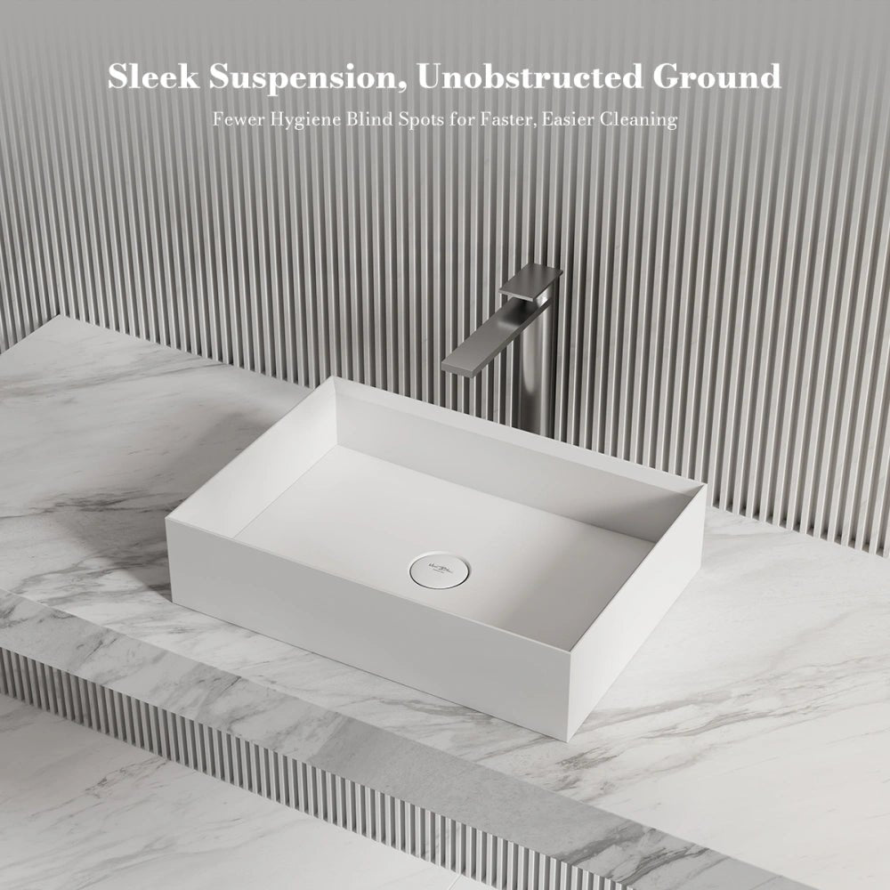 24 Inch MonBlari Rectangular Solid Surface Vessel Bowl Bathroom Sink