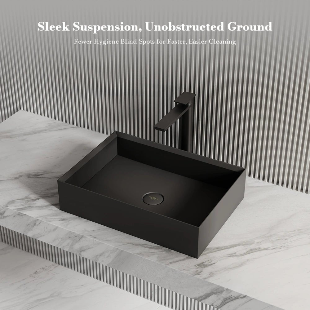 24 Inch MonBlari Rectangular Solid Surface Vessel Bowl Bathroom Sink