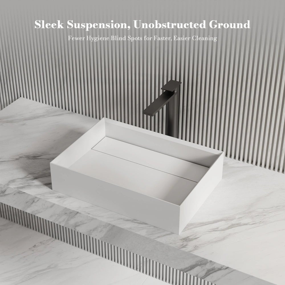 20 Inch MonBlari Rectangular Solid Surface Vessel Sink