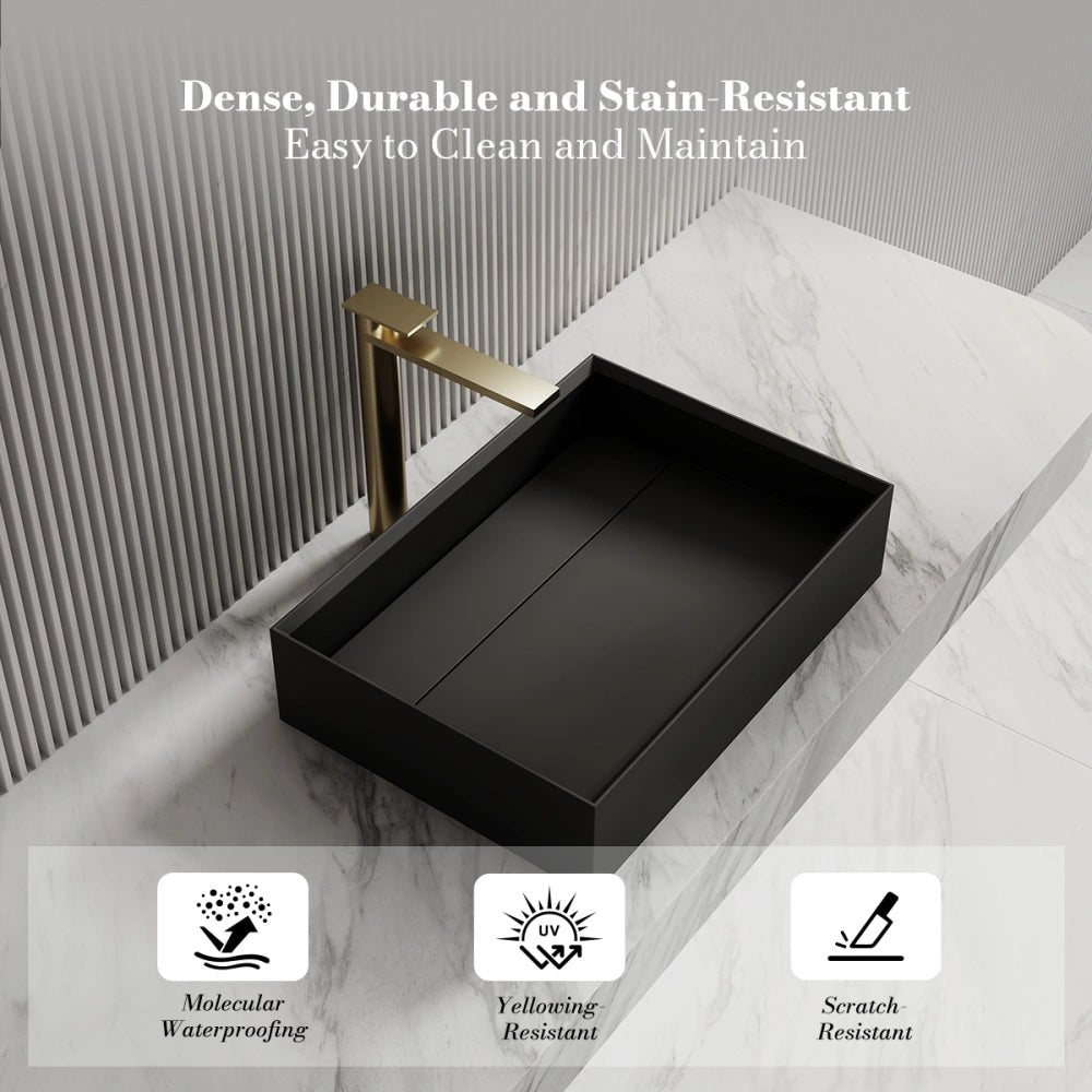20 Inch MonBlari Rectangular Solid Surface Vessel Sink