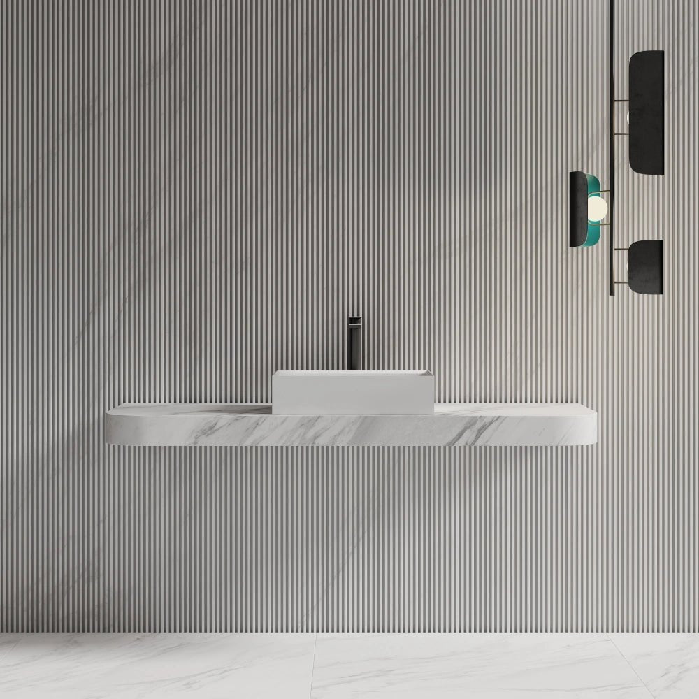 20 Inch MonBlari Rectangular Solid Surface Vessel Sink