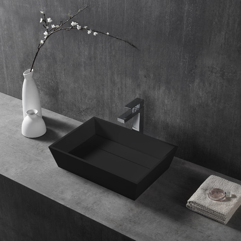 20 Inch MonBlari Solid Surface Rectangular Bathroom Vessel Sink