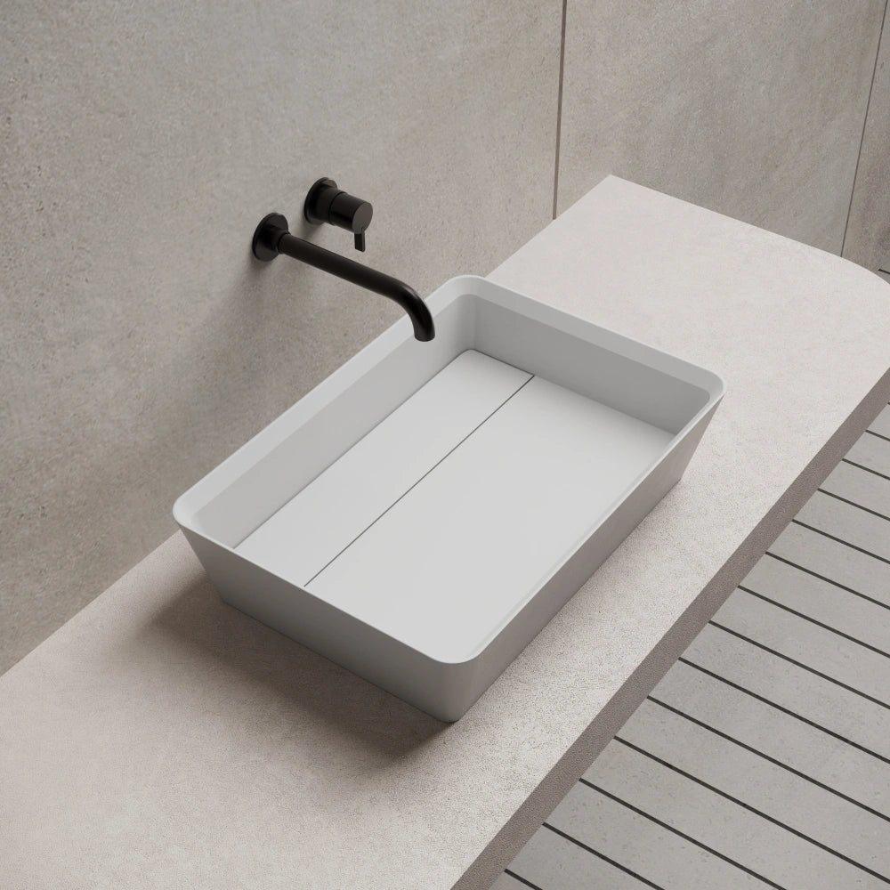 19.7-23.6 Inch MonBlari Rectangular Solid Surface Bathroom Sink