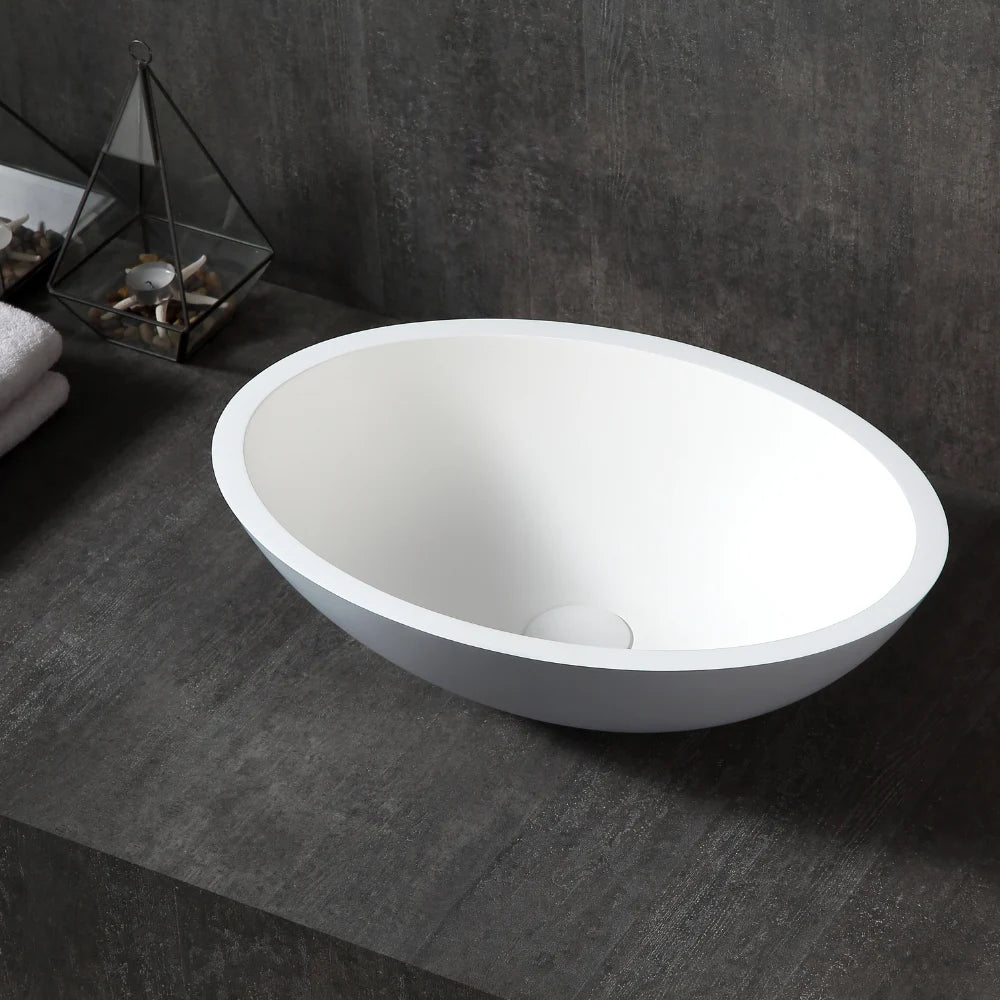 20 Inch MonBlari Oval Solid Surface Vessel Bowl Sink Bathroom Sink