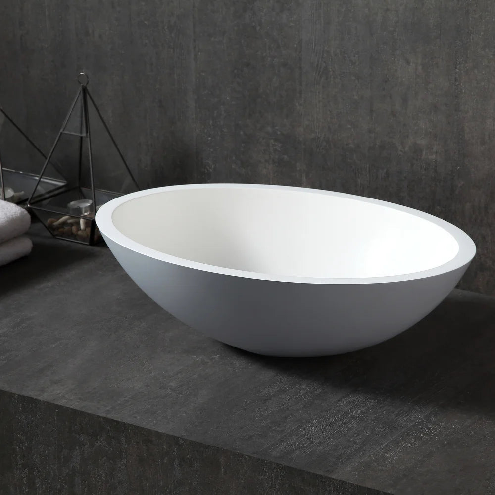 20 Inch MonBlari Oval Solid Surface Vessel Bowl Sink Bathroom Sink