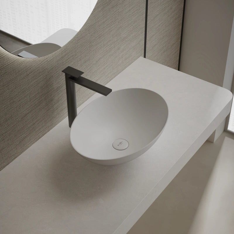 19.7 Inch MonBlari ORION SERIES Solid Surface Vessel Bowl Sink Bathroom Sink