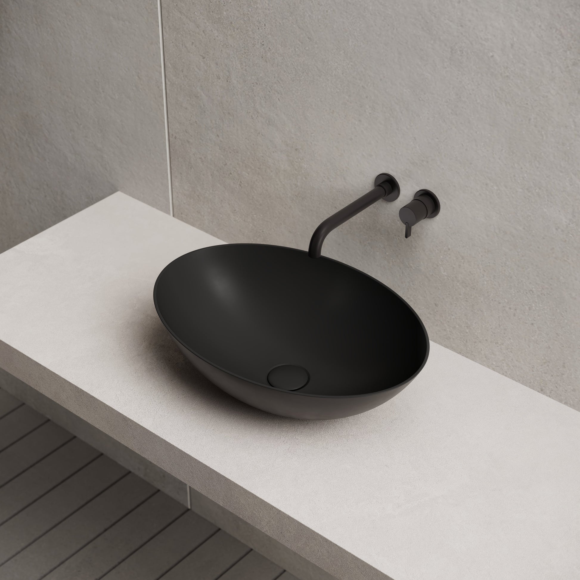 19.7 Inch MonBlari Solid Surface Vessel Bowl Sink Bathroom Sink XA-A72-MW-SideTop