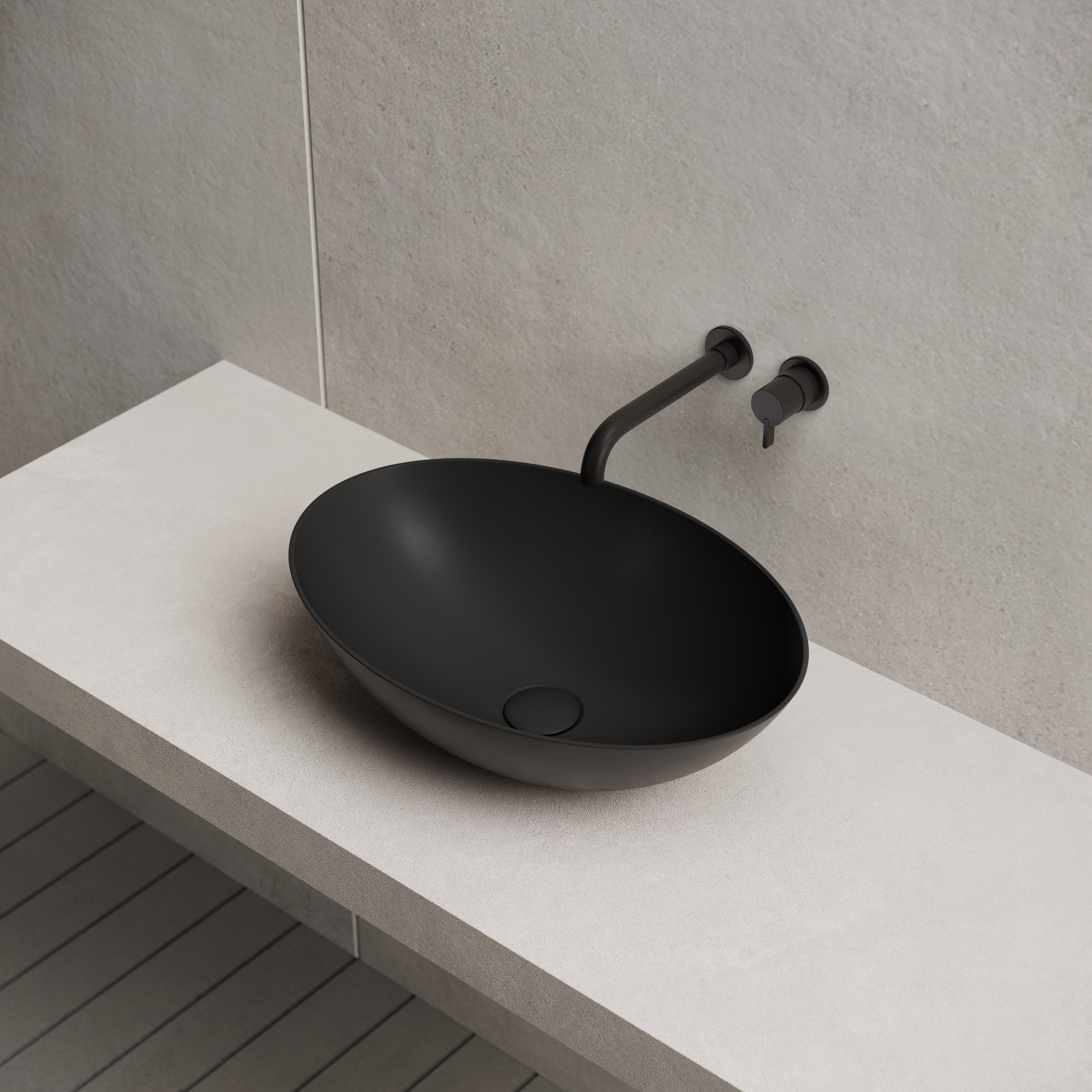 19.7 Inch MonBlari Solid Surface Vessel Bowl Sink Bathroom Sink XA-A72-MW-SideTop