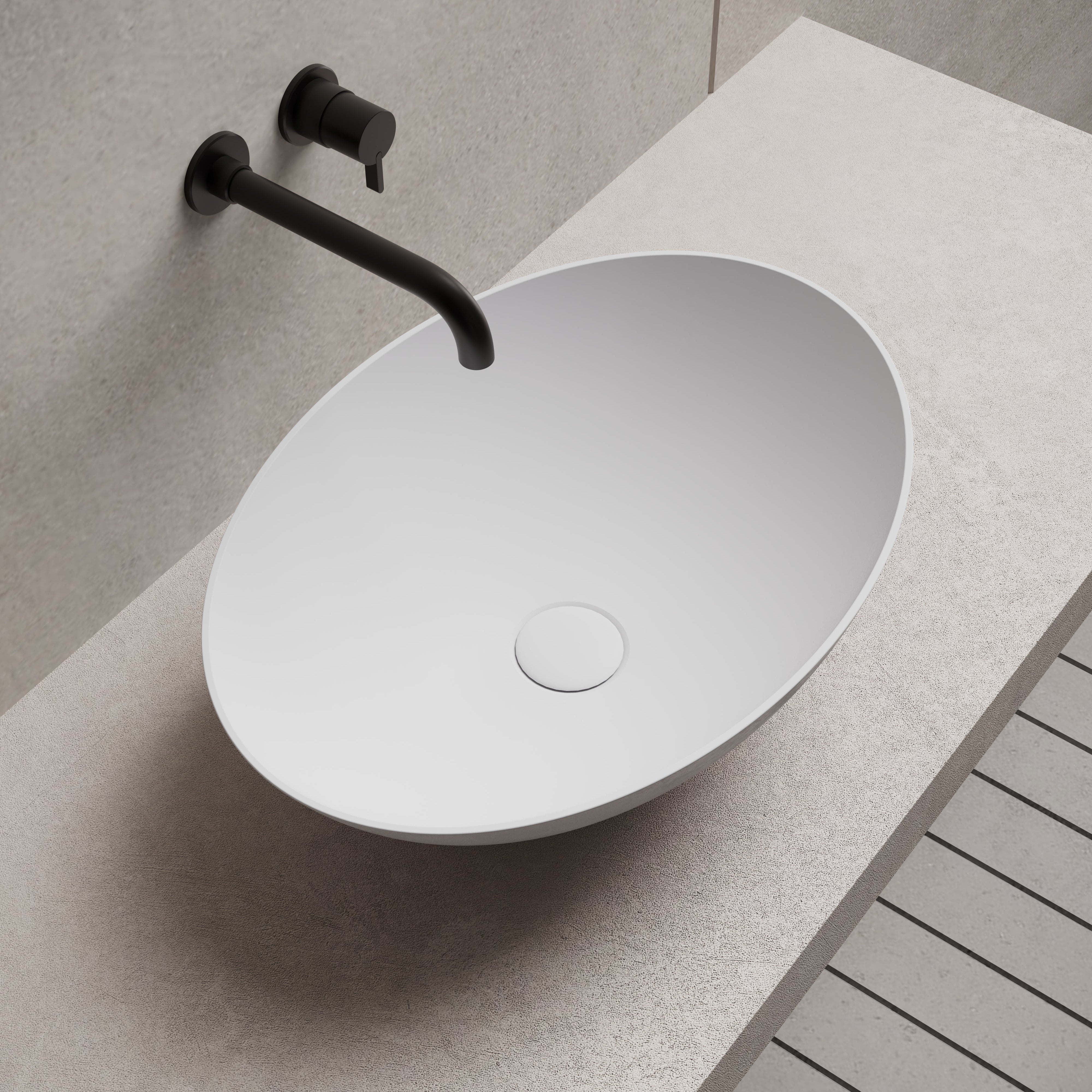 19.7 Inch MonBlari Solid Surface Vessel Bowl Sink Bathroom Sink XA-A72-LeftTop