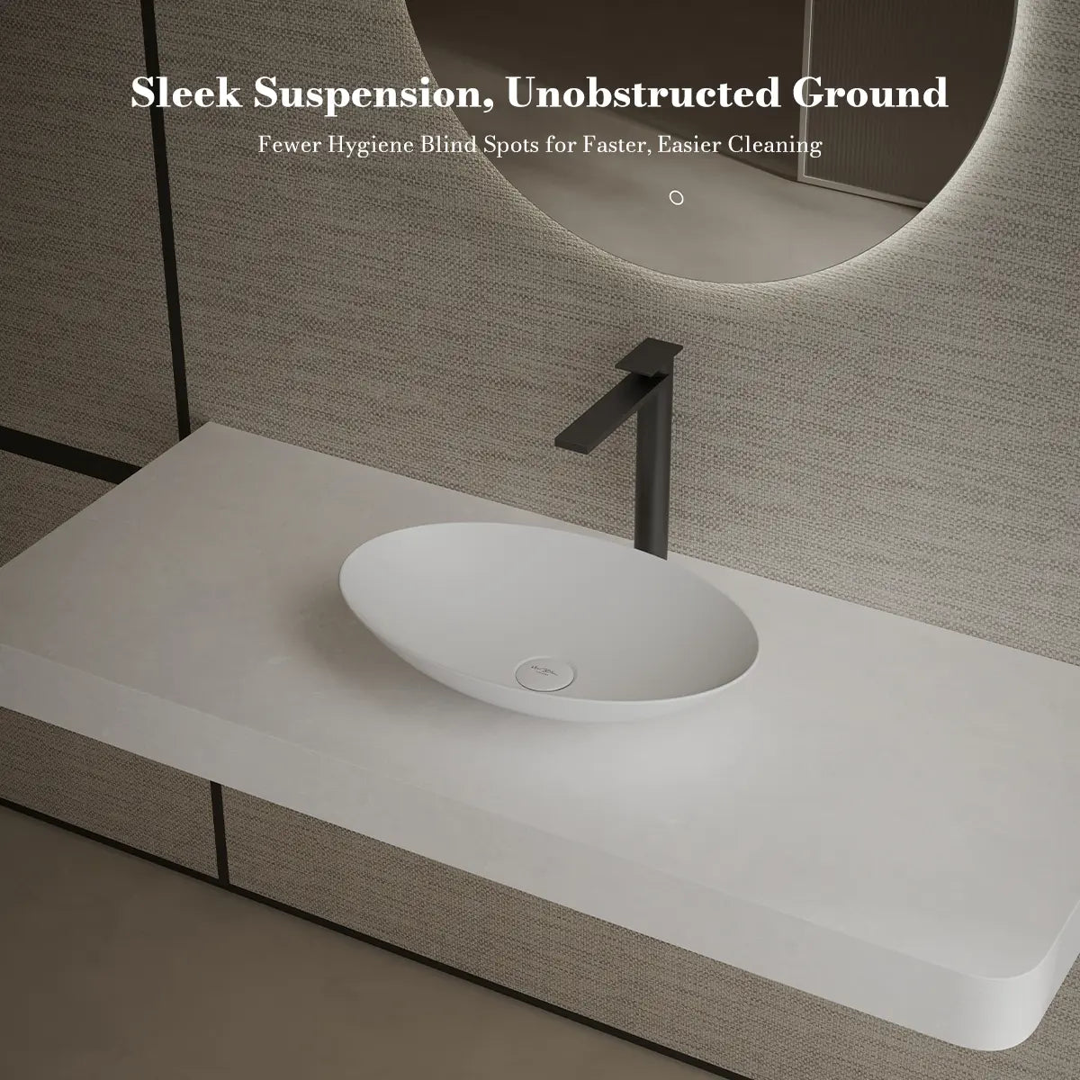 19.7 Inch MonBlari VERVE SERIES Solid Surface Vessel Bowl Sink Bathroom Sink