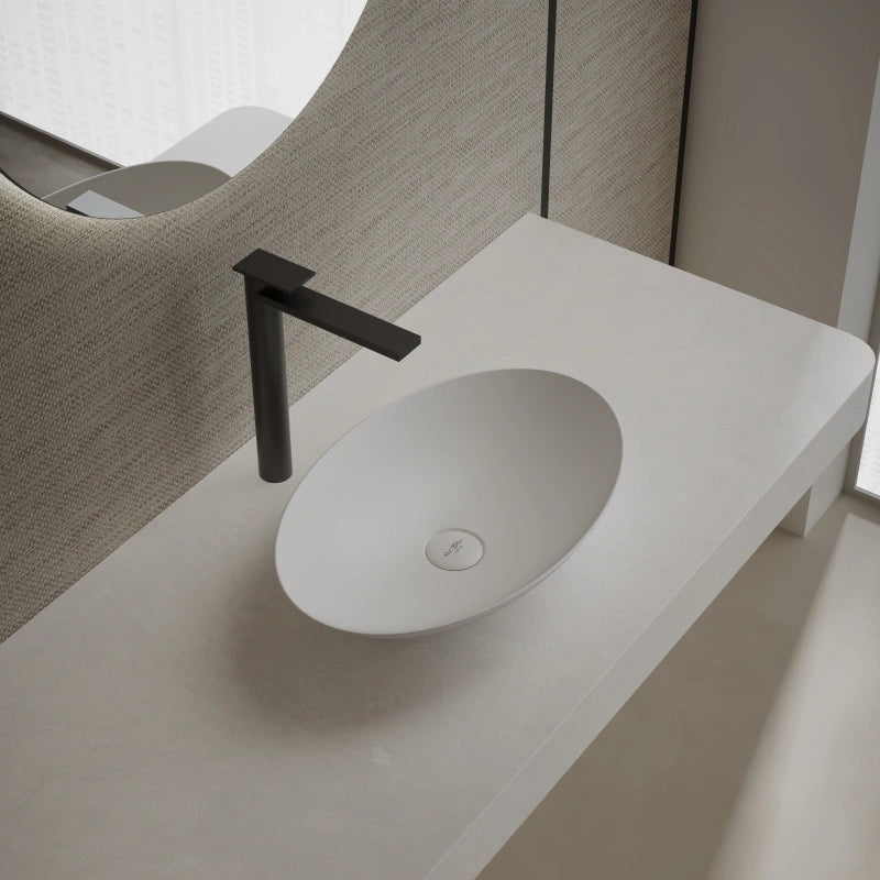 19.7 Inch MonBlari VERVE SERIES Solid Surface Vessel Bowl Sink Bathroom Sink