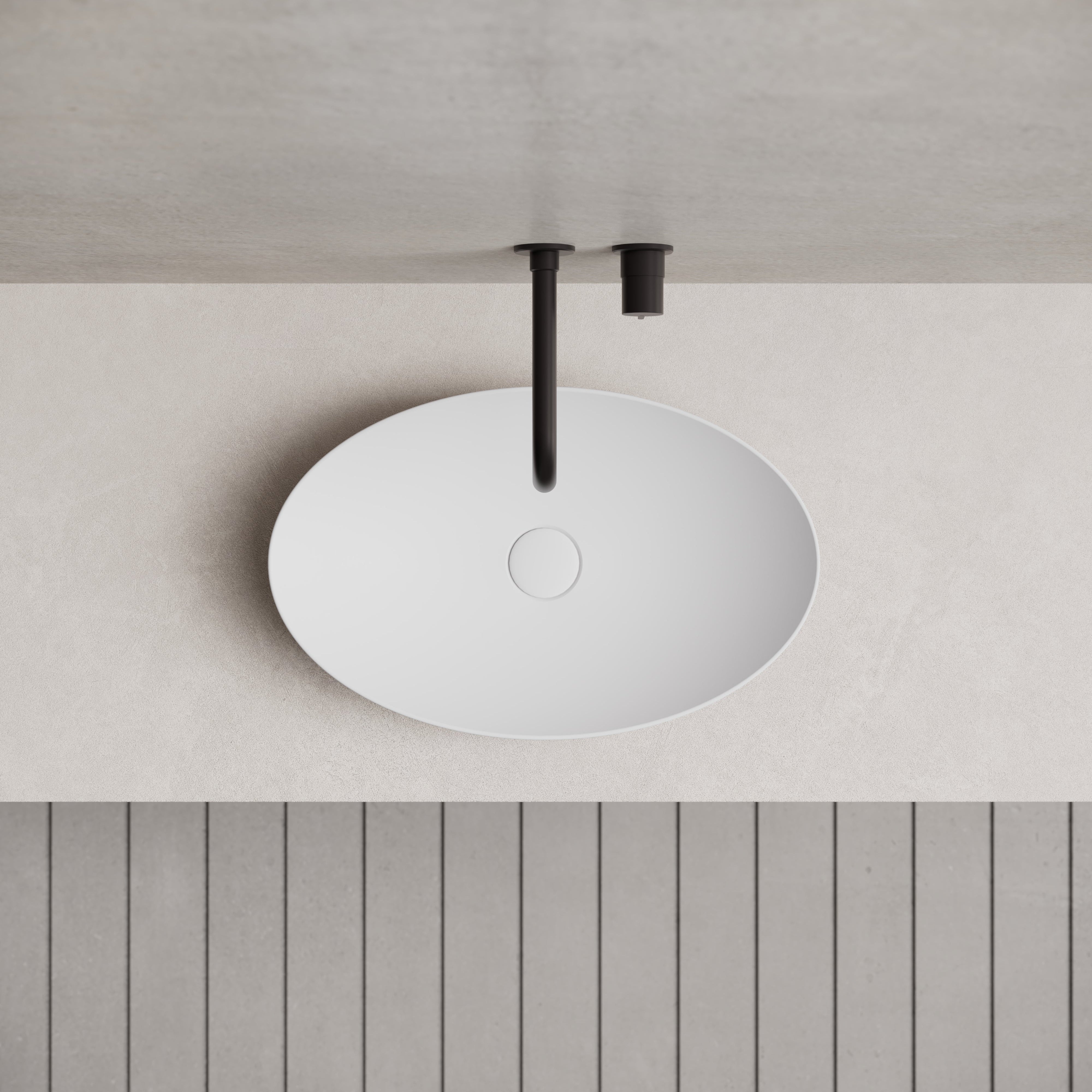 19.7 Inch MonBlari Solid Surface Vessel Bowl Sink Bathroom Sink XA-A73-MW-TopView
